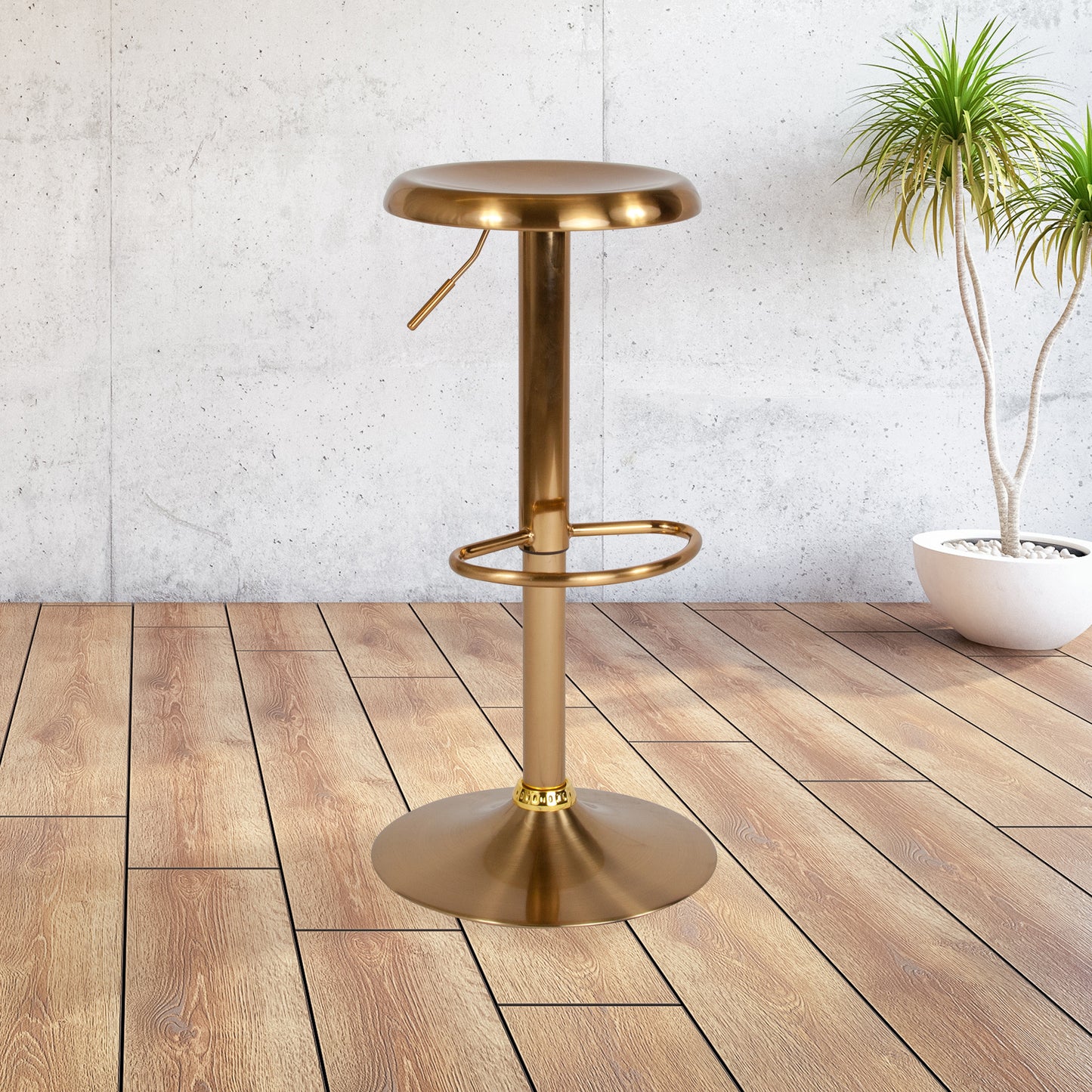 Madrid Series Adjustable Height Retro Barstool in Gold Finish Gold