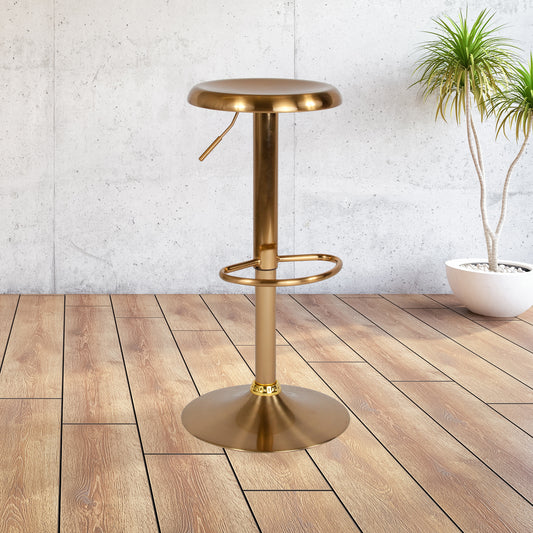 Madrid Series Adjustable Height Retro Barstool in Gold Finish Gold