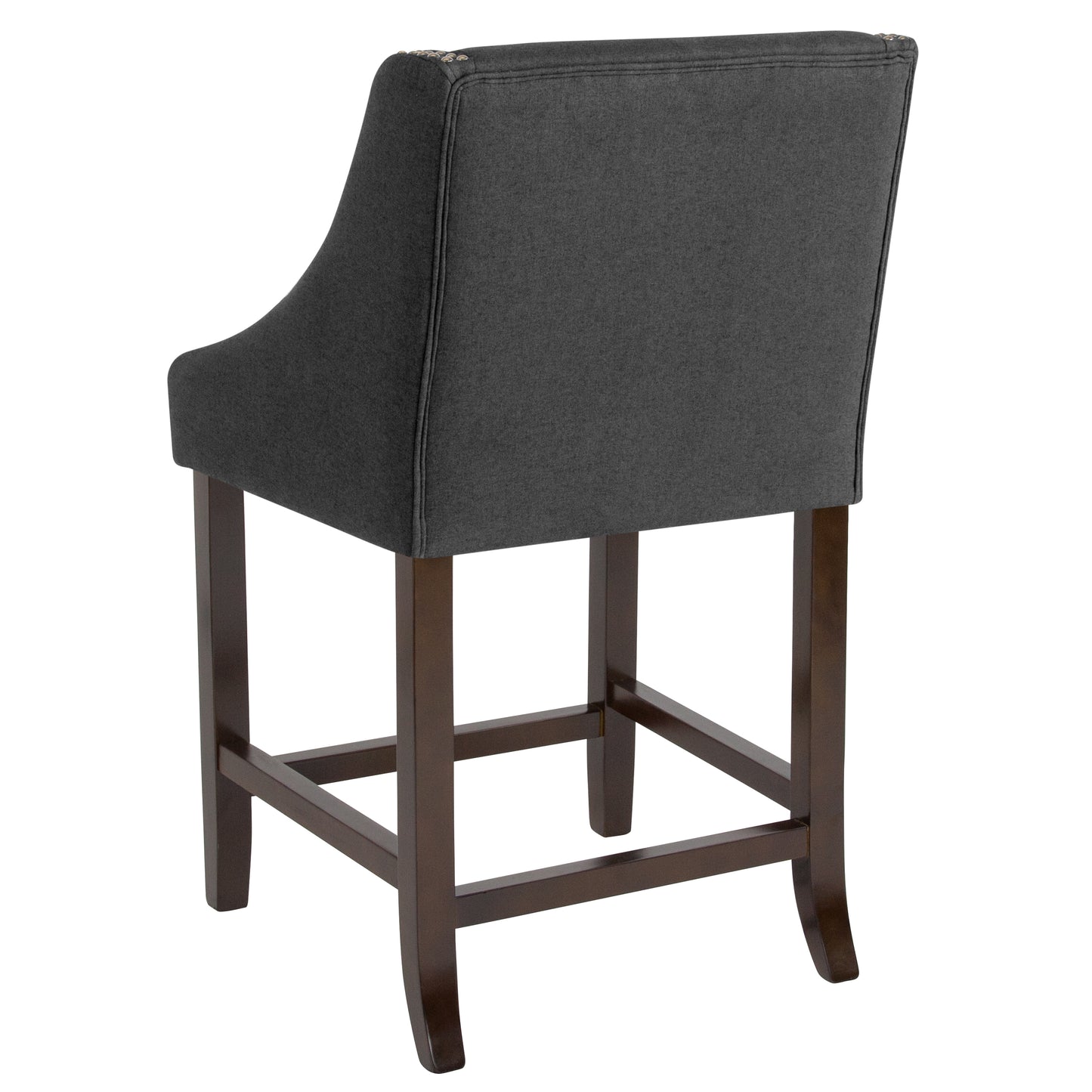 Carmel Series 24" High Transitional Walnut Counter Height Stool with Accent Nail Trim in Charcoal Fabric Charcoal Fabric CH-182020-24-BK-F-GG