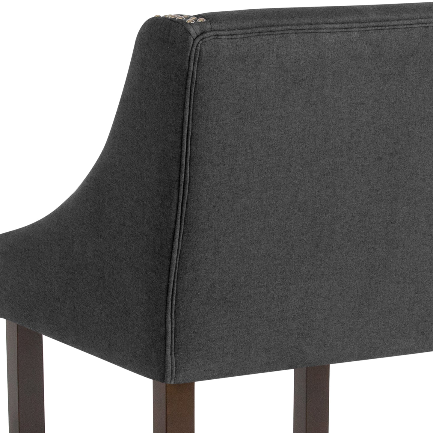 Carmel Series 24" High Transitional Walnut Counter Height Stool with Accent Nail Trim in Charcoal Fabric Charcoal Fabric CH-182020-24-BK-F-GG