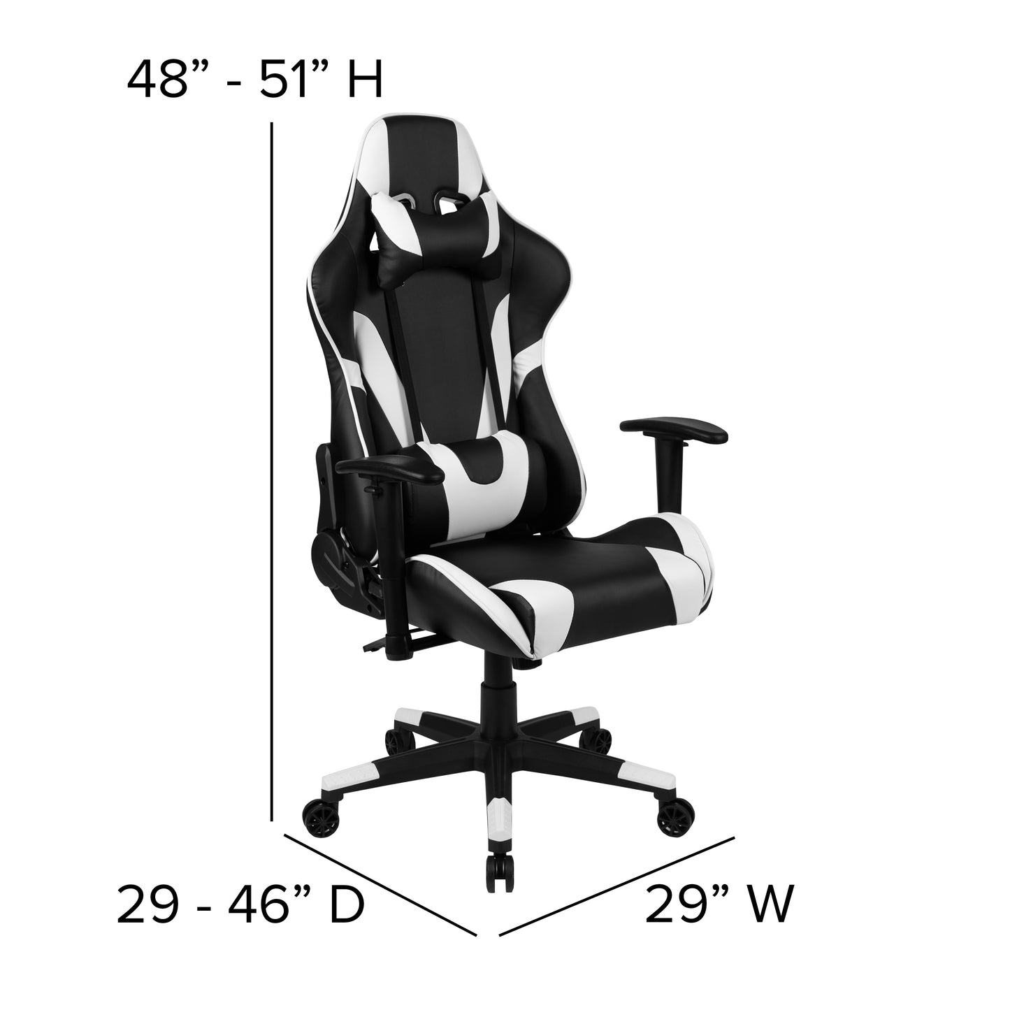 X20 Gaming Chair Racing Office Ergonomic Computer PC Adjustable Swivel Chair with Fully Reclining Back in Black LeatherSoft Black CH-187230-1-BK-GG