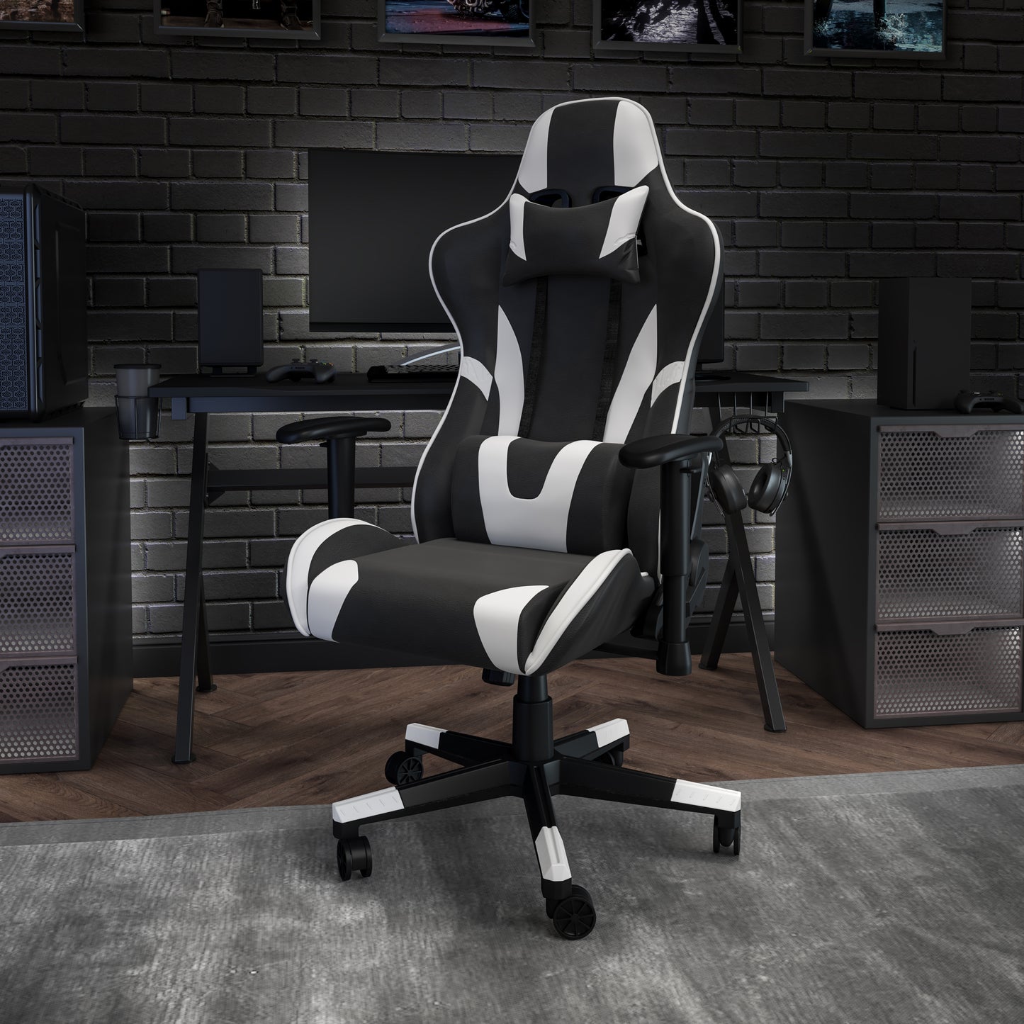 X20 Gaming Chair Racing Office Ergonomic Computer PC Adjustable Swivel Chair with Fully Reclining Back in Black LeatherSoft Black CH-187230-1-BK-GG