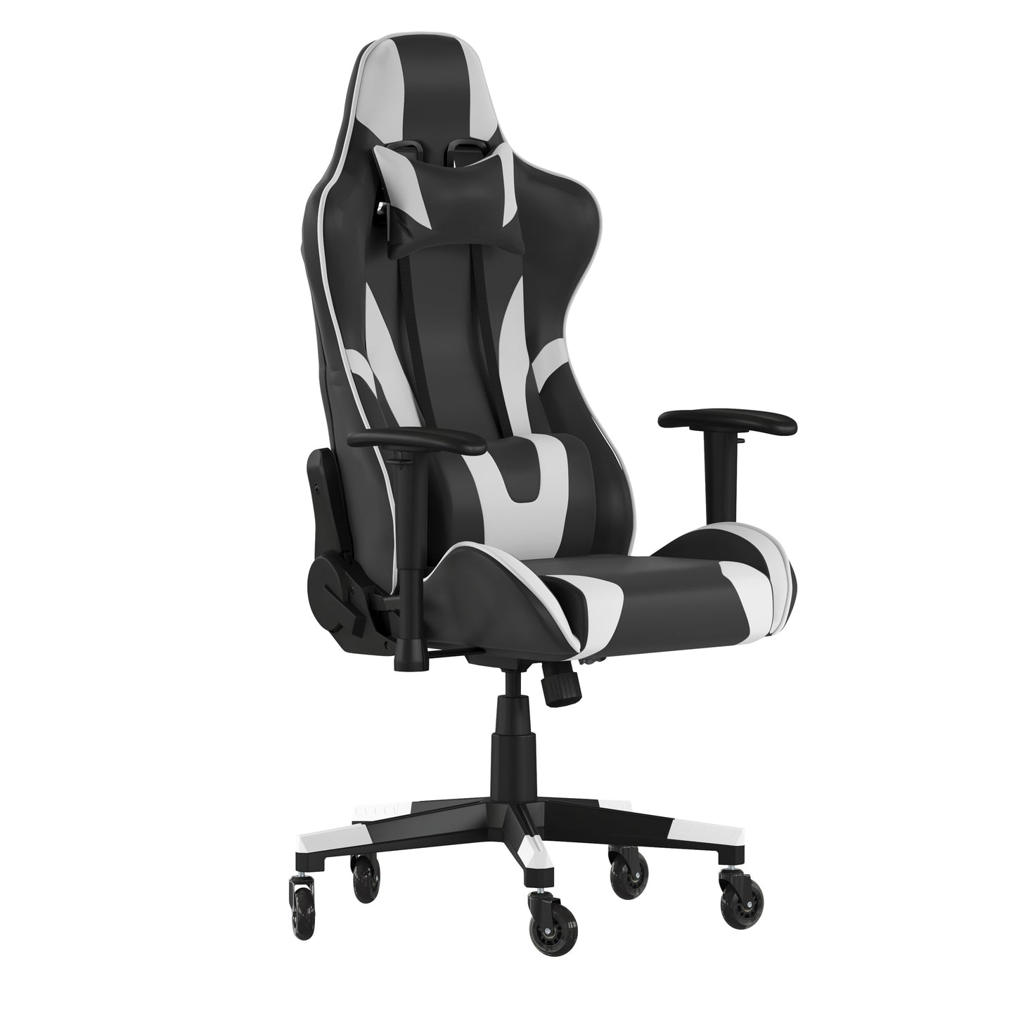 X20 Gaming Chair Racing Office Computer PC Adjustable Chair with Reclining Back and Transparent Roller Wheels in Black LeatherSoft Black