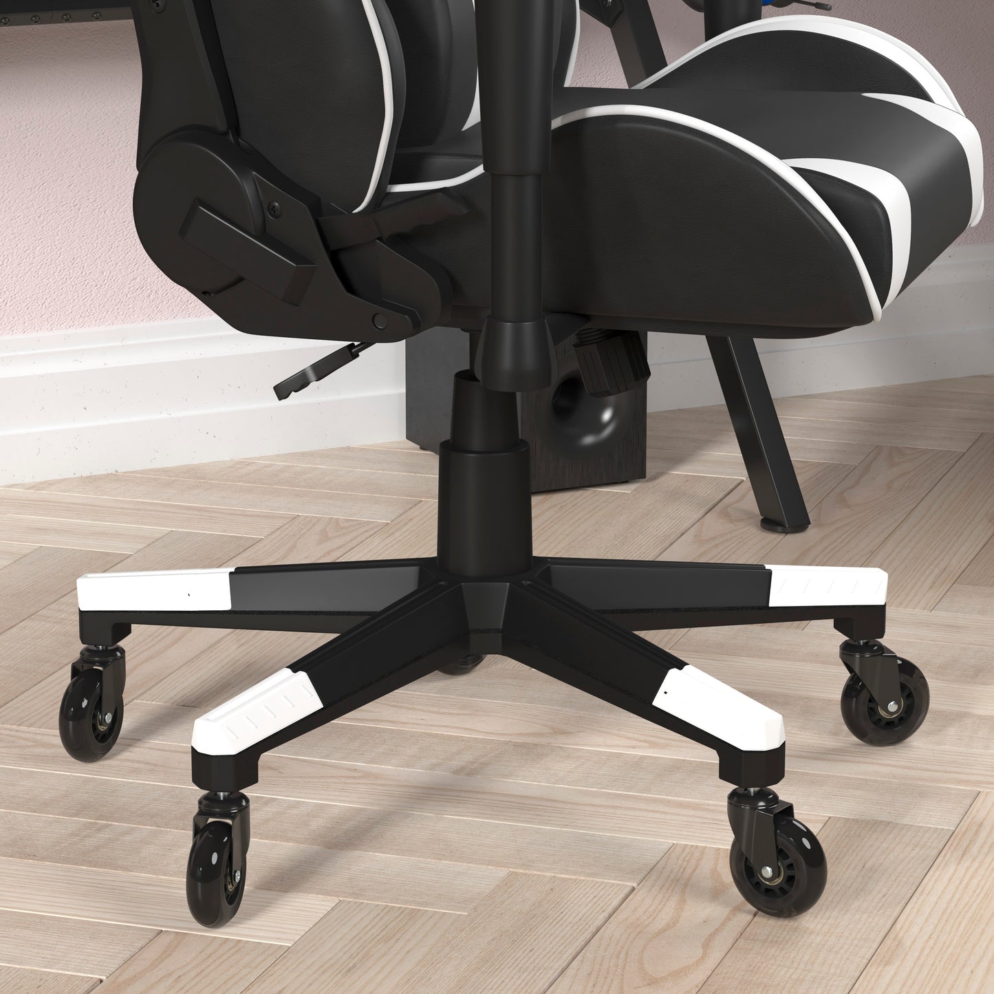 X20 Gaming Chair Racing Office Computer PC Adjustable Chair with Reclining Back and Transparent Roller Wheels in Black LeatherSoft Black
