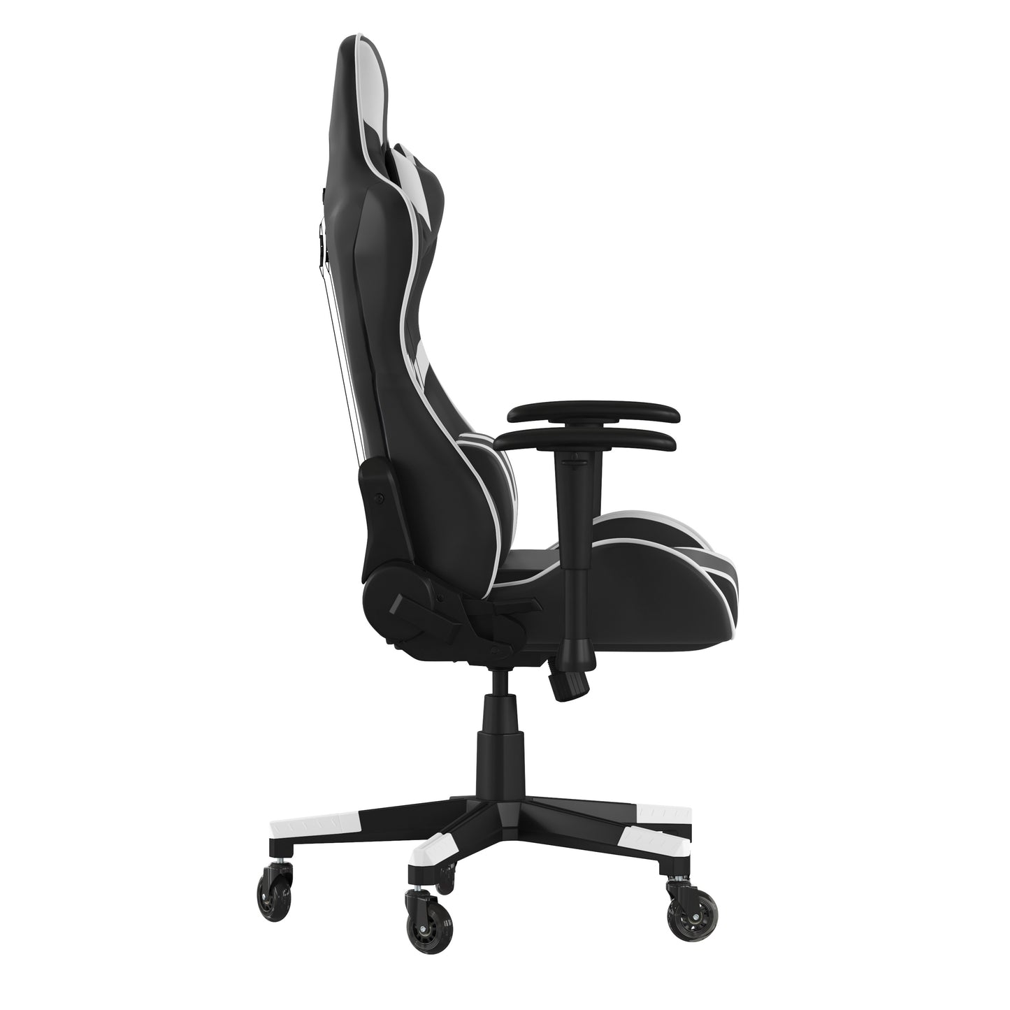 X20 Gaming Chair Racing Office Computer PC Adjustable Chair with Reclining Back and Transparent Roller Wheels in Black LeatherSoft Black