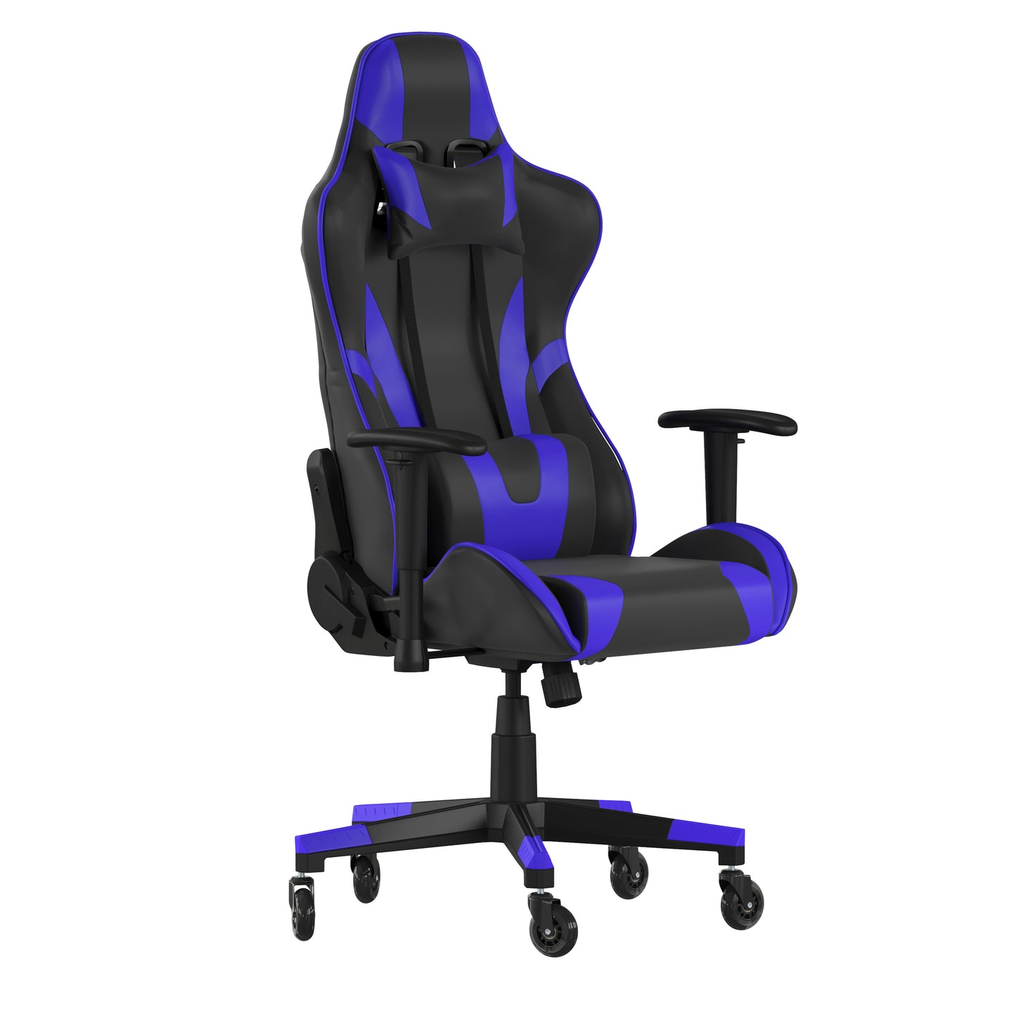 X20 Gaming Chair Racing Office Computer PC Adjustable Chair with Reclining Back and Transparent Roller Wheels in Blue LeatherSoft Blue CH-187230-1-BL-RLB-GG