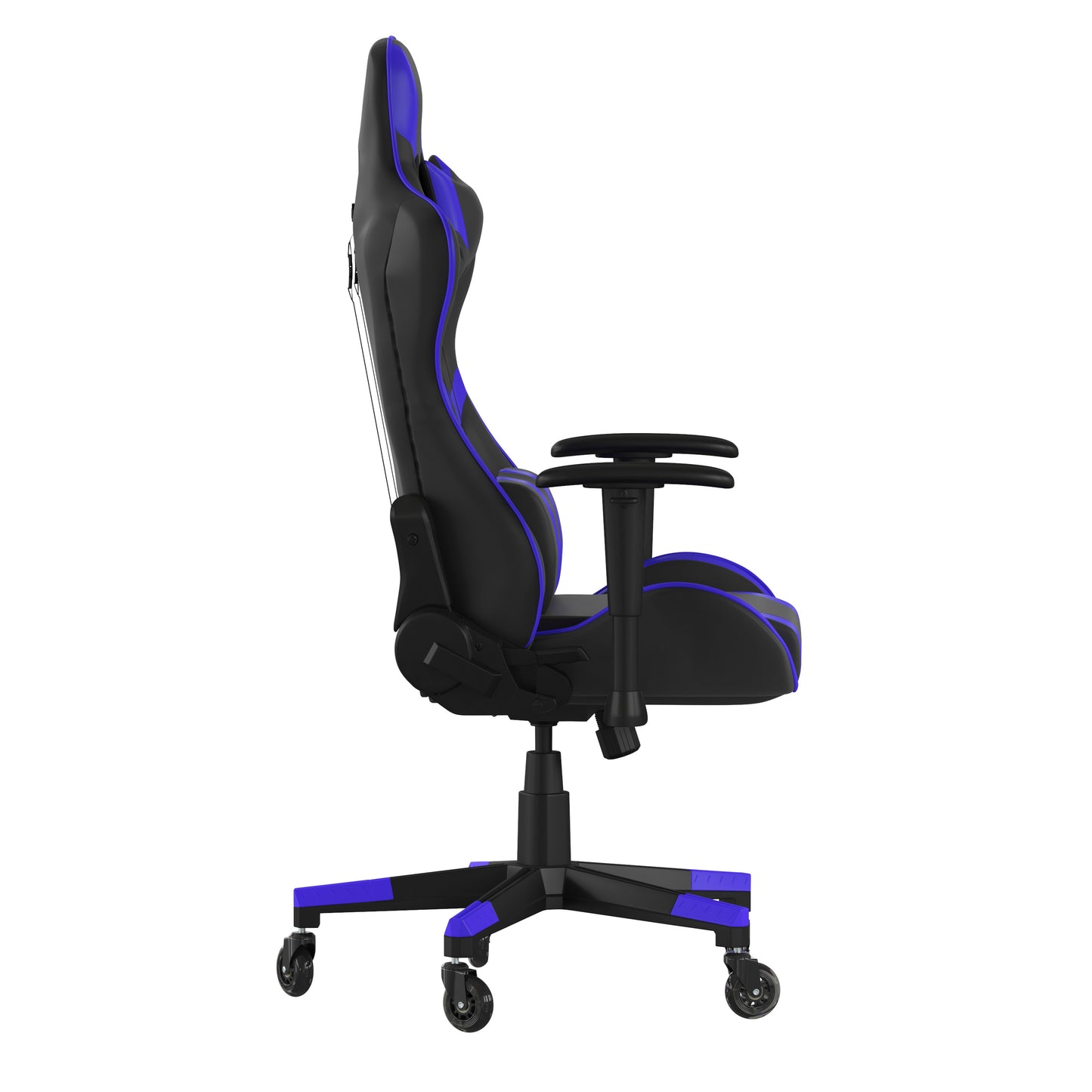 X20 Gaming Chair Racing Office Computer PC Adjustable Chair with Reclining Back and Transparent Roller Wheels in Blue LeatherSoft Blue CH-187230-1-BL-RLB-GG
