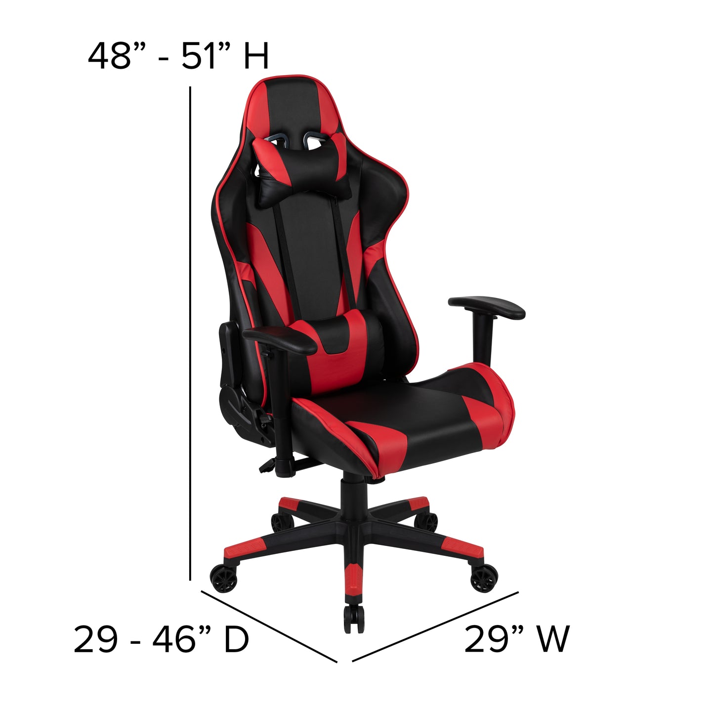 X20 Gaming Chair Racing Office Ergonomic Computer PC Adjustable Swivel Chair with Fully Reclining Back in Red LeatherSoft Red