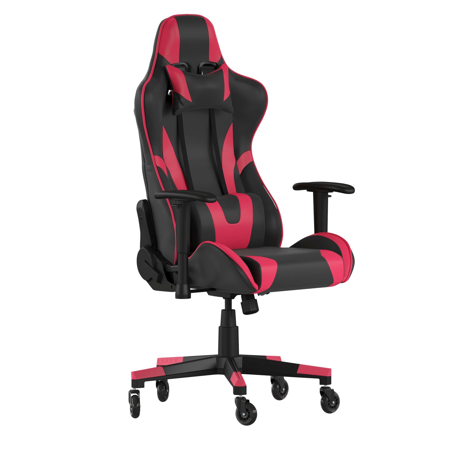 X20 Gaming Chair Racing Office Computer PC Adjustable Chair with Reclining Back and Transparent Roller Wheels in Red LeatherSoft Red
