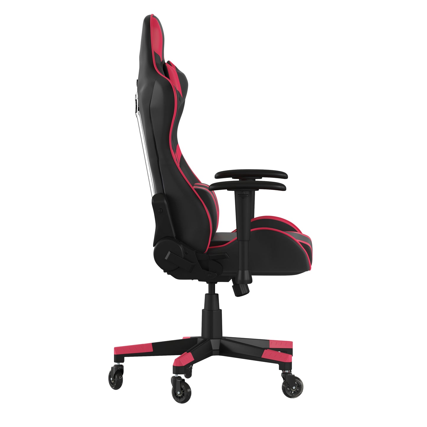 X20 Gaming Chair Racing Office Computer PC Adjustable Chair with Reclining Back and Transparent Roller Wheels in Red LeatherSoft Red