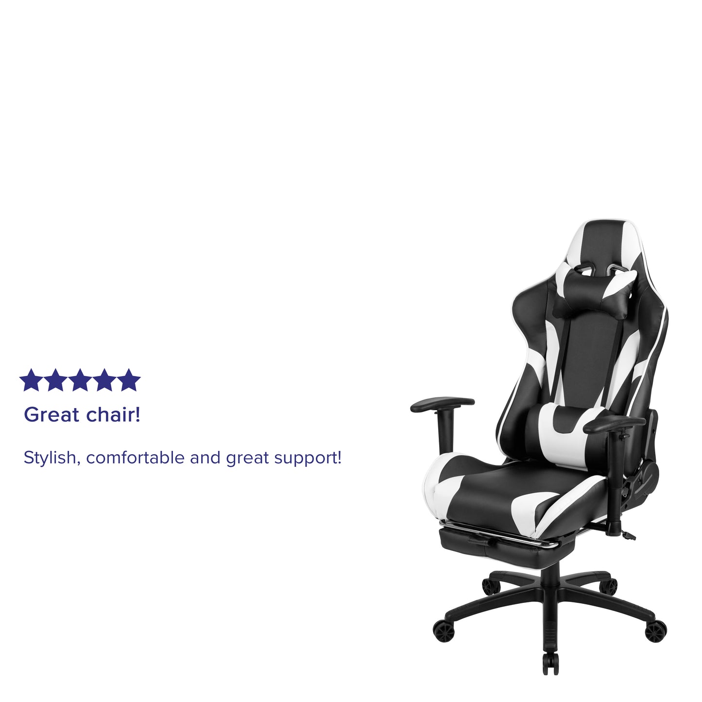 X30 Gaming Chair Racing Office Ergonomic Computer Chair with Fully Reclining Back and Slide-Out Footrest in Black LeatherSoft Black
