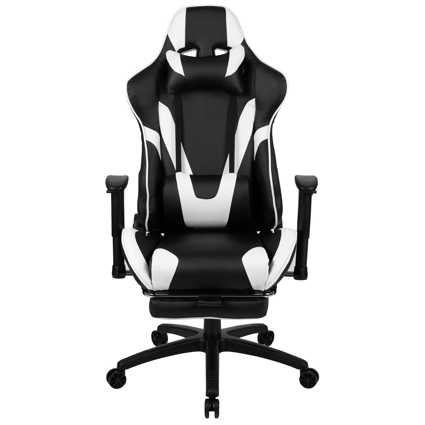 X30 Gaming Chair Racing Office Ergonomic Computer Chair with Fully Reclining Back and Slide-Out Footrest in Black LeatherSoft Black