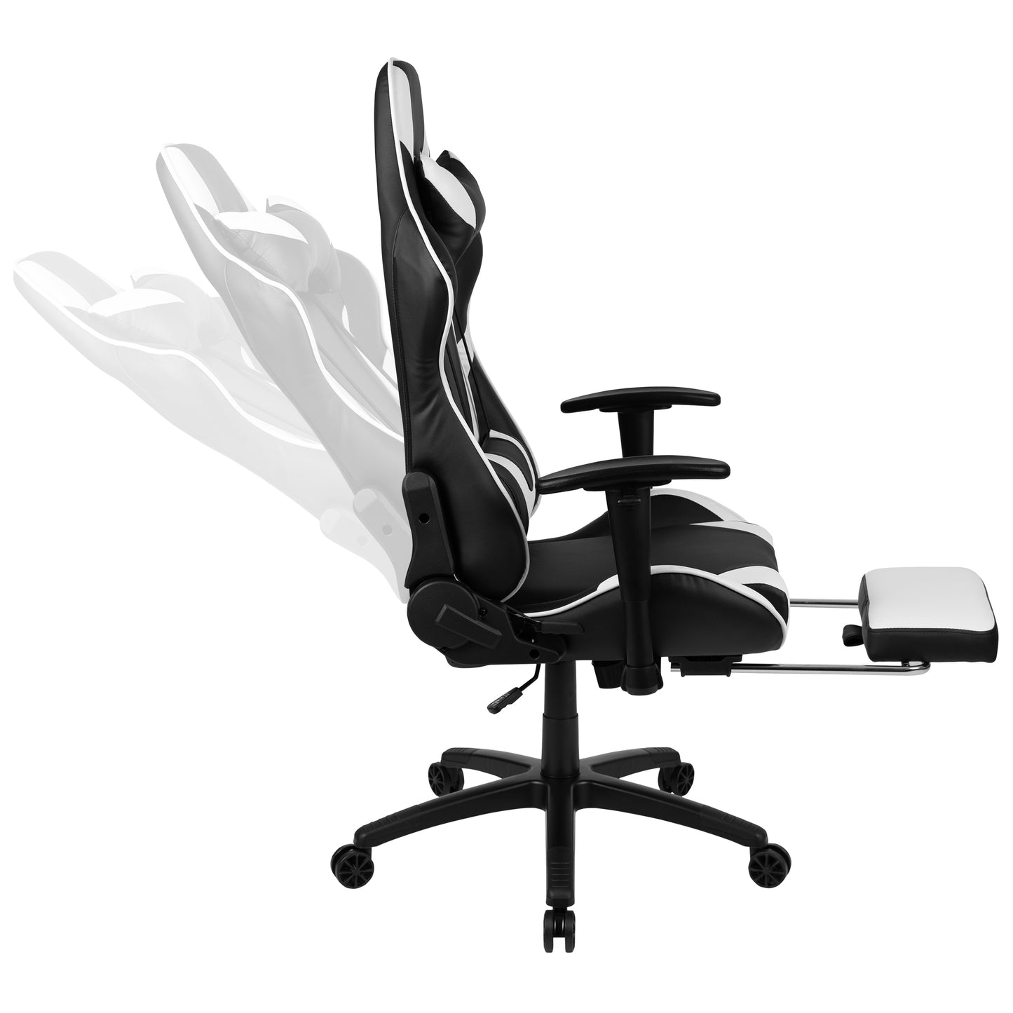 X30 Gaming Chair Racing Office Ergonomic Computer Chair with Fully Reclining Back and Slide-Out Footrest in Black LeatherSoft Black