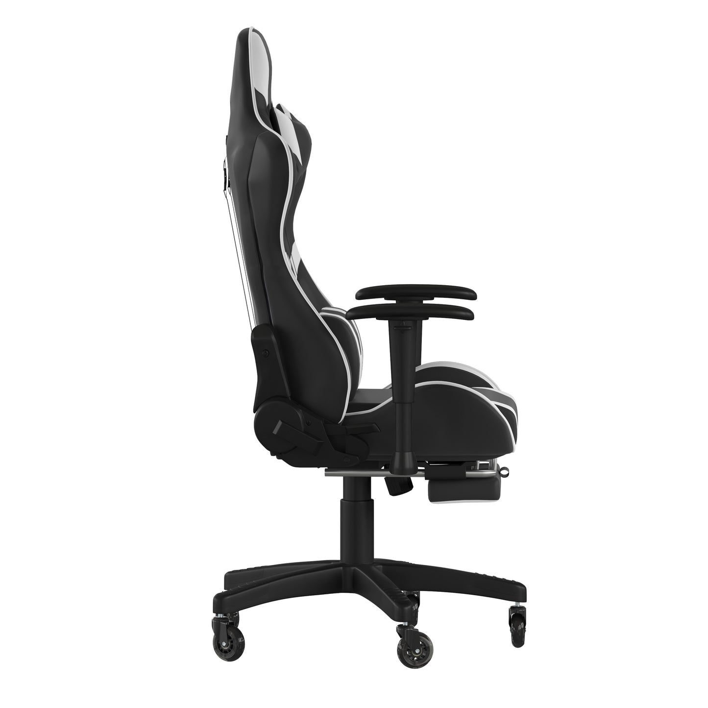 X30 Gaming Chair Racing Computer Chair with Reclining Back, Slide-Out Footrest, and Transparent Roller Wheels in Black LeatherSoft Black