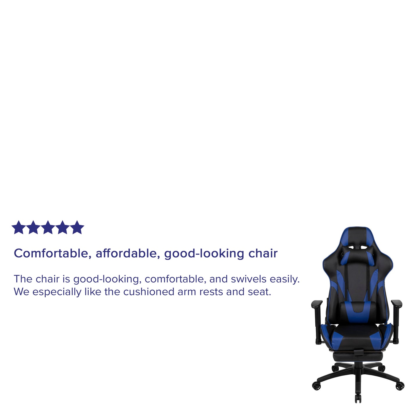 X30 Gaming Chair Racing Office Ergonomic Computer Chair with Reclining Back and Slide-Out Footrest in Blue LeatherSoft Blue