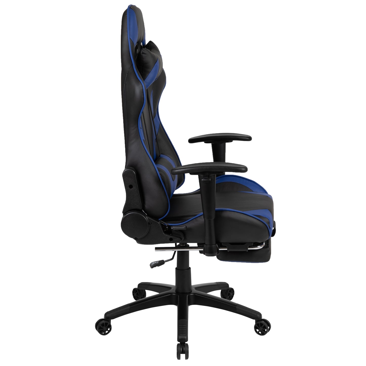 X30 Gaming Chair Racing Office Ergonomic Computer Chair with Reclining Back and Slide-Out Footrest in Blue LeatherSoft Blue