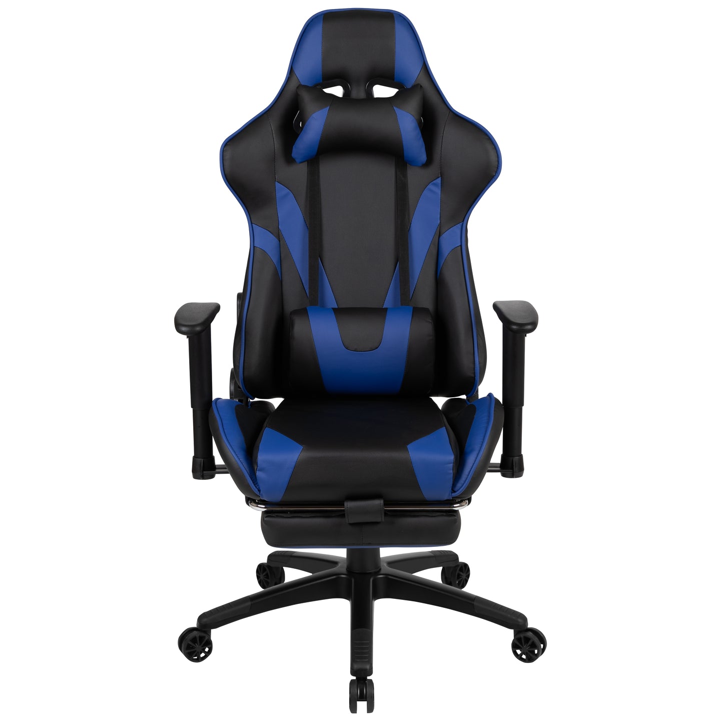 X30 Gaming Chair Racing Office Ergonomic Computer Chair with Reclining Back and Slide-Out Footrest in Blue LeatherSoft Blue