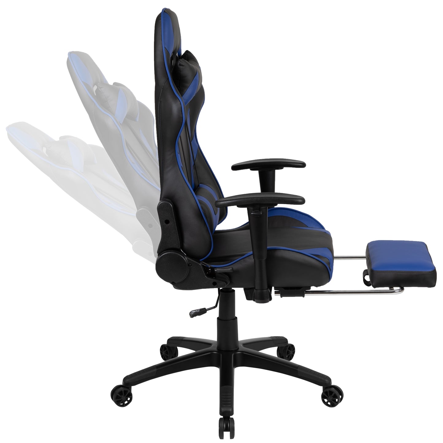 X30 Gaming Chair Racing Office Ergonomic Computer Chair with Reclining Back and Slide-Out Footrest in Blue LeatherSoft Blue
