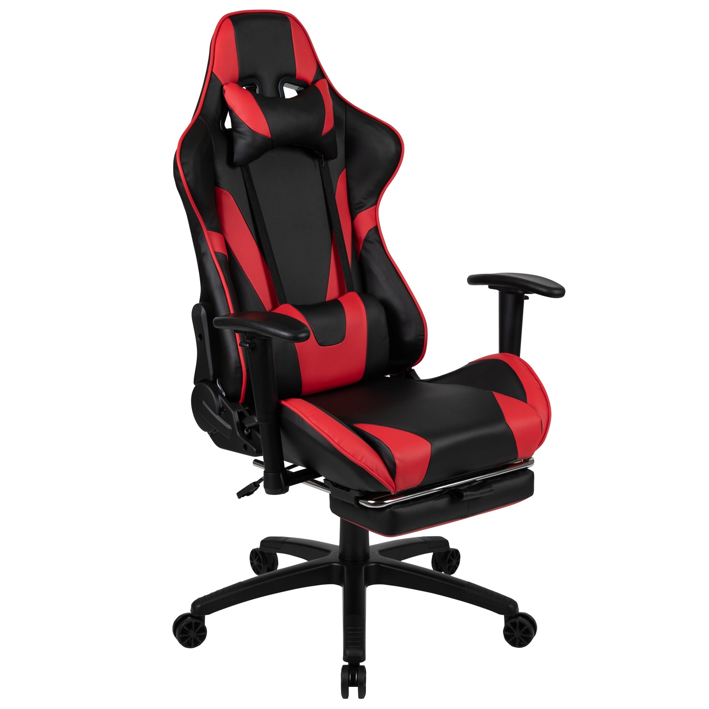 X30 Gaming Chair Racing Office Ergonomic Computer Chair with Fully Reclining Back and Slide-Out Footrest in Red LeatherSoft Red