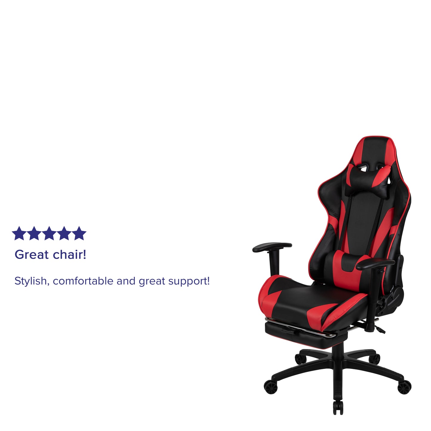 X30 Gaming Chair Racing Office Ergonomic Computer Chair with Fully Reclining Back and Slide-Out Footrest in Red LeatherSoft Red