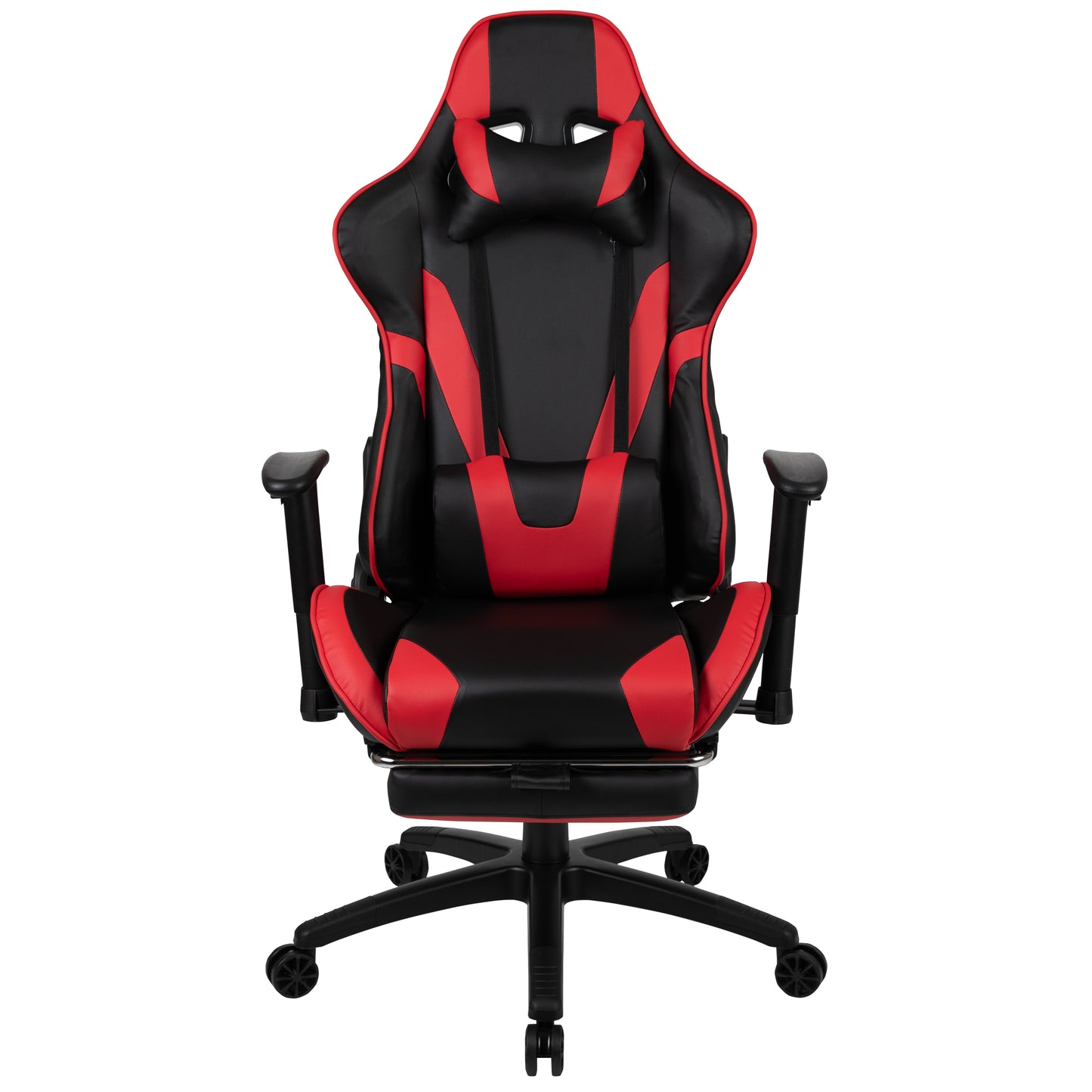 X30 Gaming Chair Racing Office Ergonomic Computer Chair with Fully Reclining Back and Slide-Out Footrest in Red LeatherSoft Red