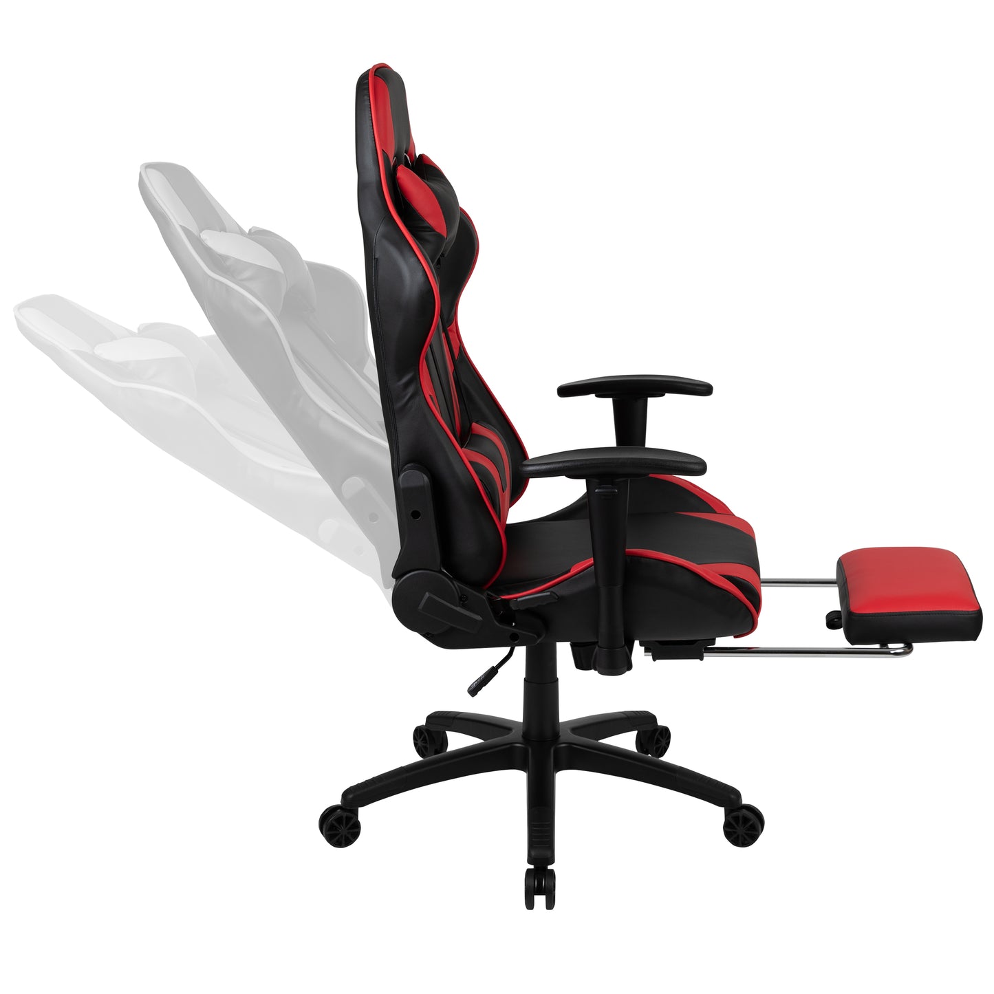 X30 Gaming Chair Racing Office Ergonomic Computer Chair with Fully Reclining Back and Slide-Out Footrest in Red LeatherSoft Red