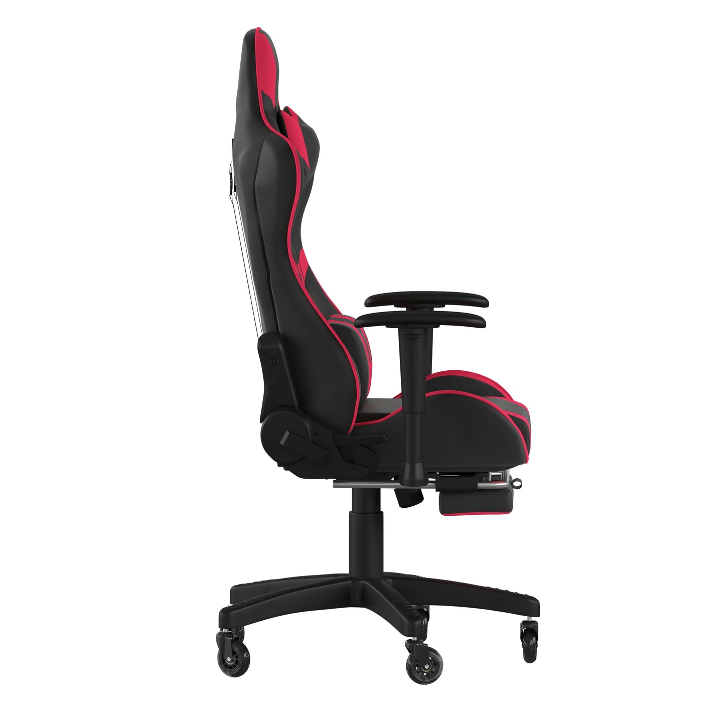 X30 Gaming Chair Racing Computer Chair with Reclining Back, Slide-Out Footrest, and Transparent Roller Wheels in Red LeatherSoft Red