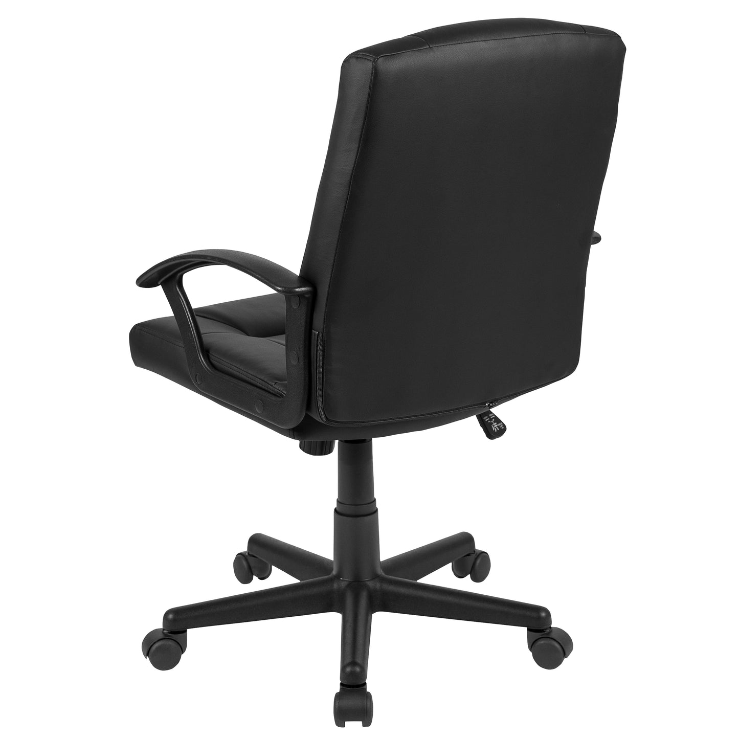 Coffman Flash Fundamentals Mid-Back Black LeatherSoft-Padded Task Office Chair with Arms Black