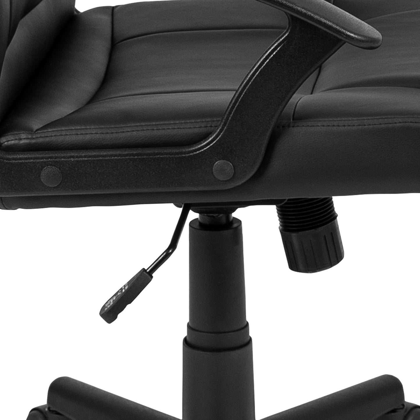 Coffman Flash Fundamentals Mid-Back Black LeatherSoft-Padded Task Office Chair with Arms Black