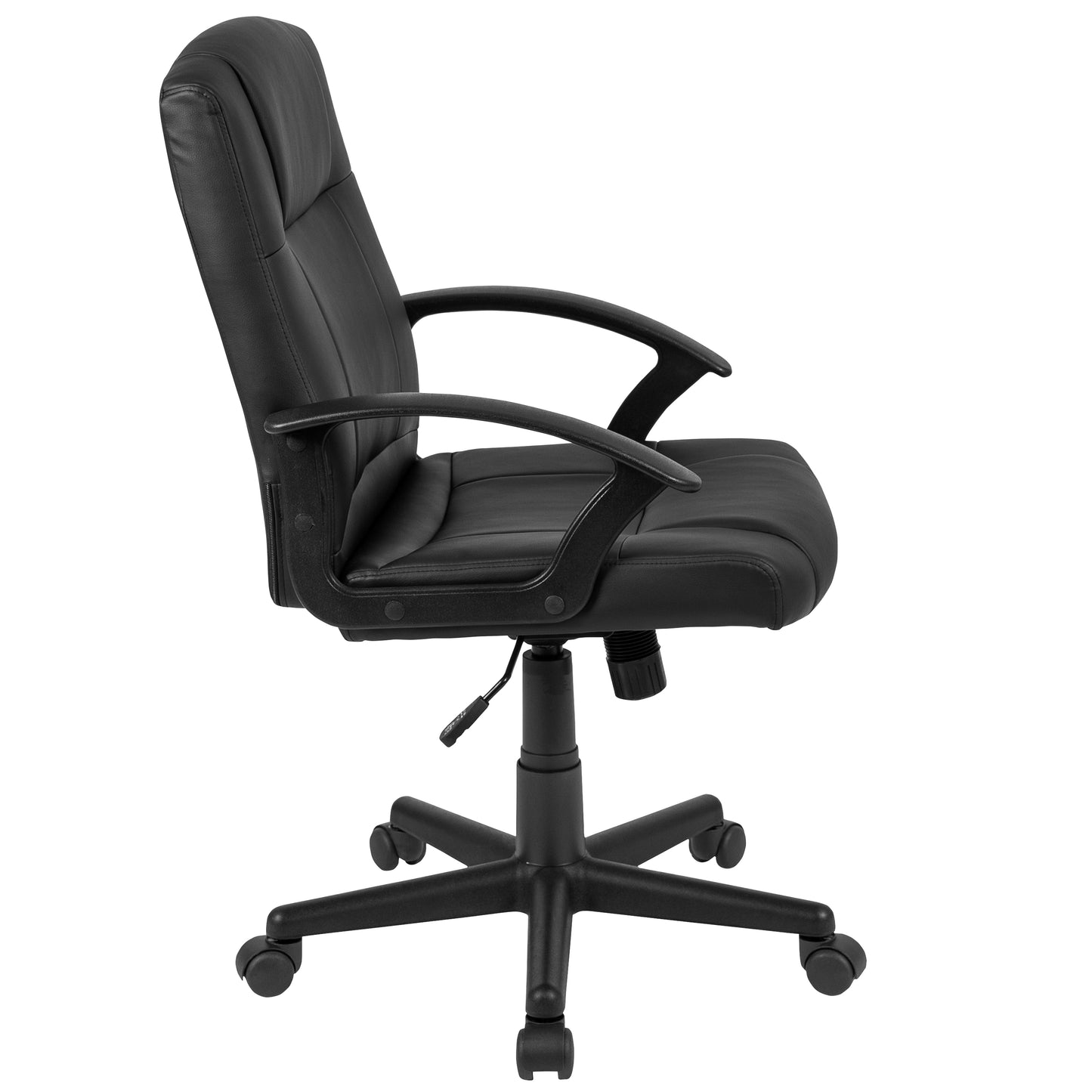 Coffman Flash Fundamentals Mid-Back Black LeatherSoft-Padded Task Office Chair with Arms Black