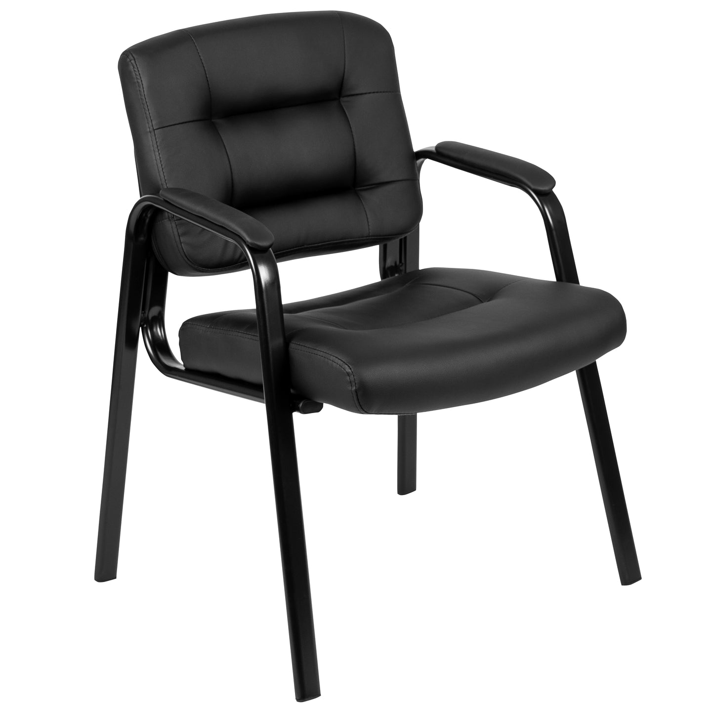 Darwin Flash Fundamentals Black LeatherSoft Executive Reception Chair with Black Metal Frame Black