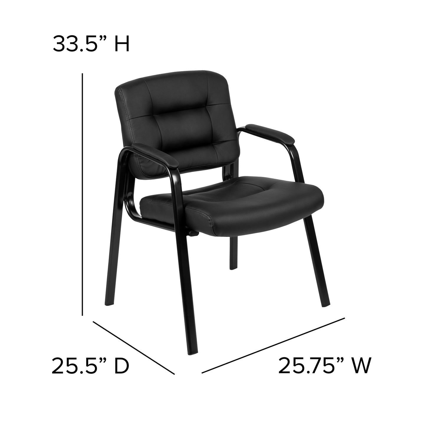 Darwin Flash Fundamentals Black LeatherSoft Executive Reception Chair with Black Metal Frame Black