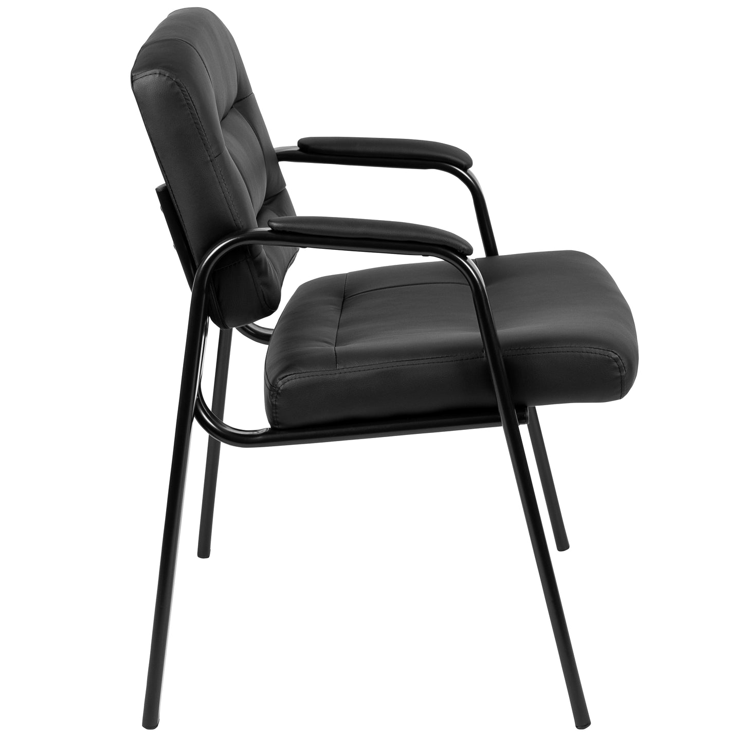 Darwin Flash Fundamentals Black LeatherSoft Executive Reception Chair with Black Metal Frame Black
