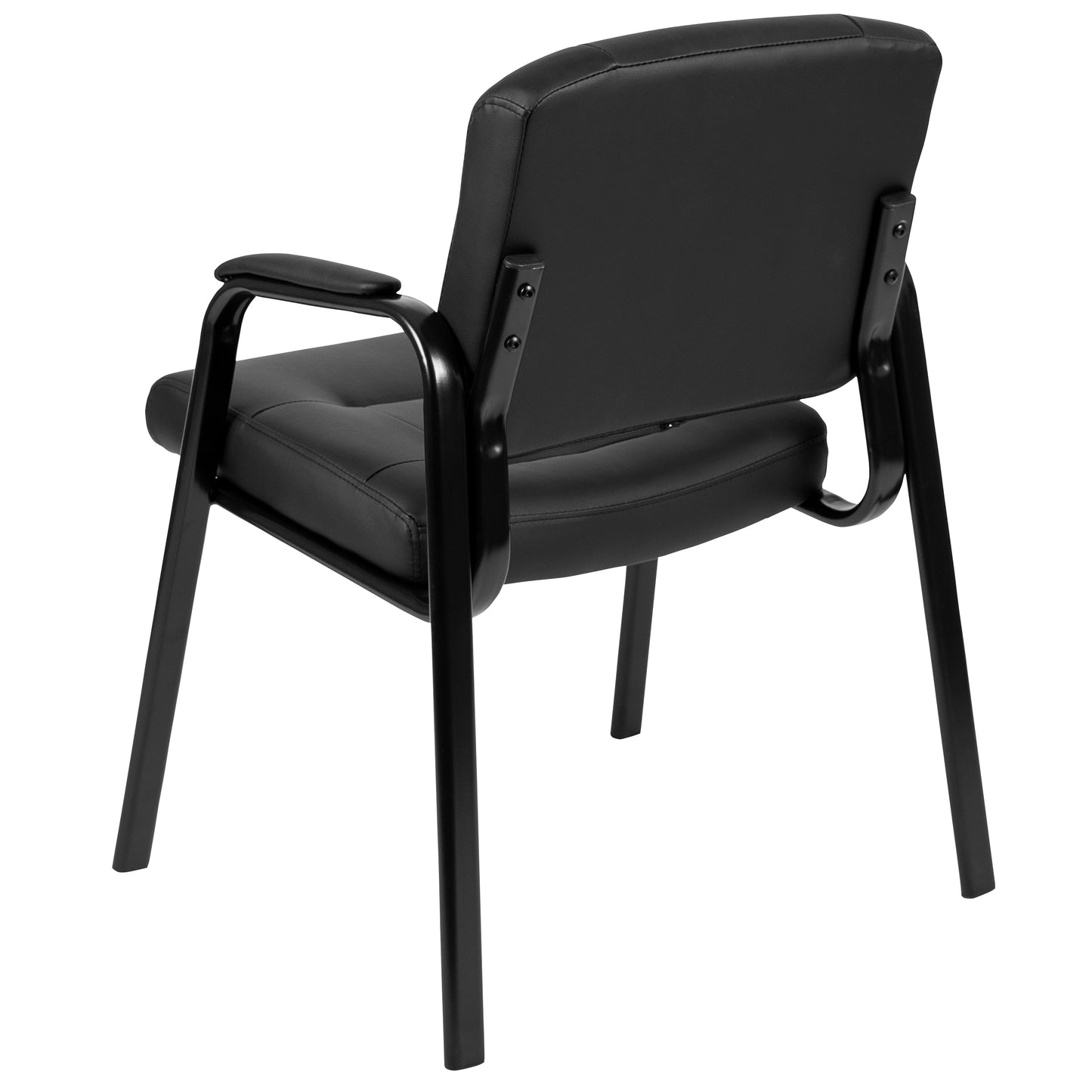 Darwin Flash Fundamentals Black LeatherSoft Executive Reception Chair with Black Metal Frame Black