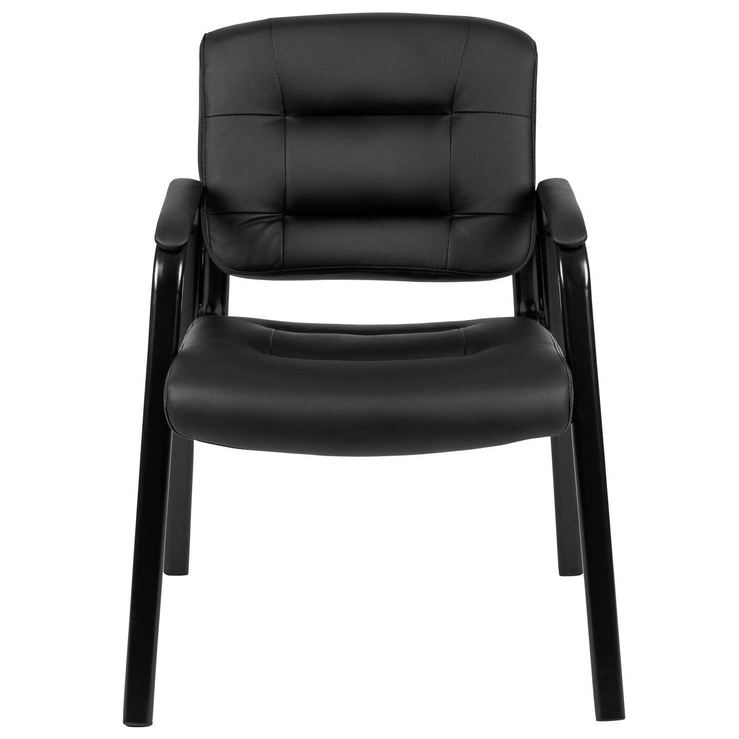 Darwin Flash Fundamentals Black LeatherSoft Executive Reception Chair with Black Metal Frame Black