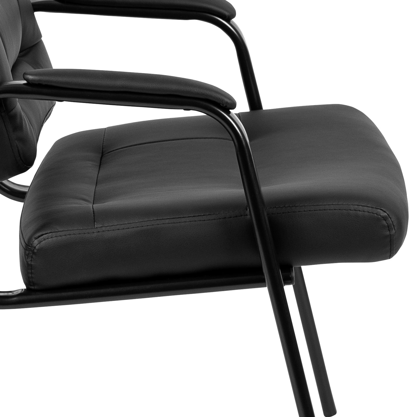 Darwin Flash Fundamentals Black LeatherSoft Executive Reception Chair with Black Metal Frame Black