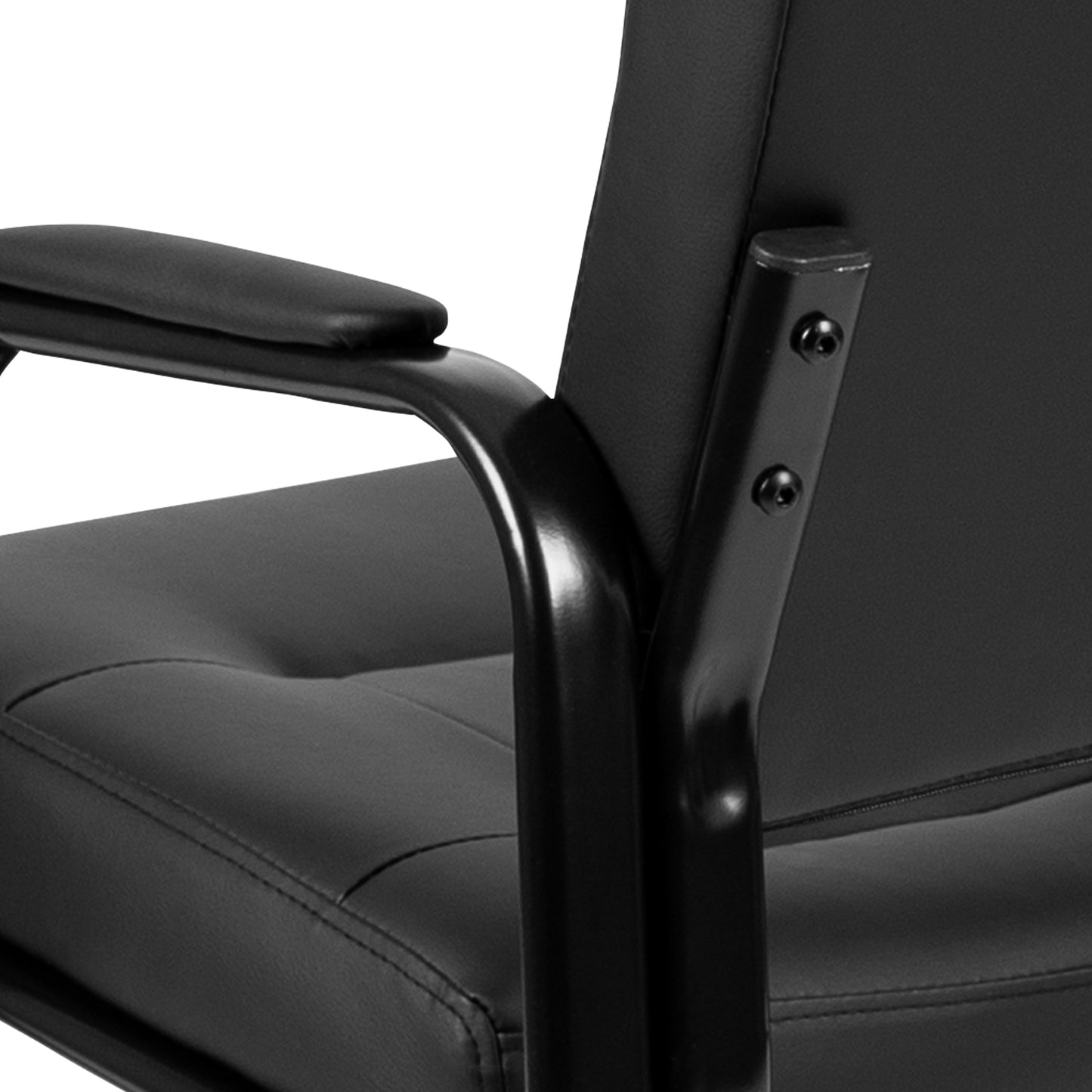 Darwin Flash Fundamentals Black LeatherSoft Executive Reception Chair with Black Metal Frame Black