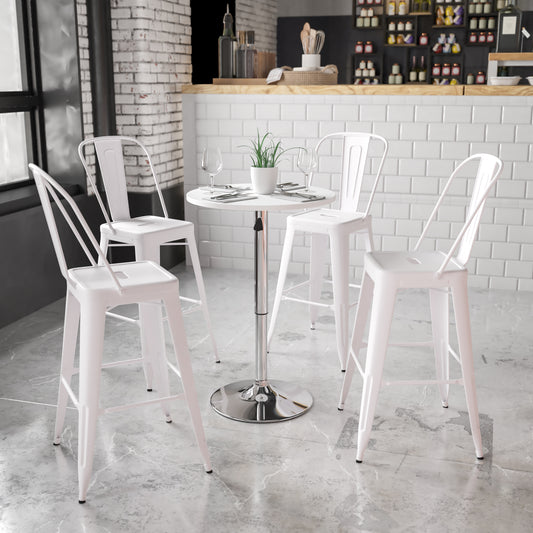 Pearl 23.75'' Round Adjustable Height White Wood Table (Adjustable Range 26.25'' - 35.75'') White