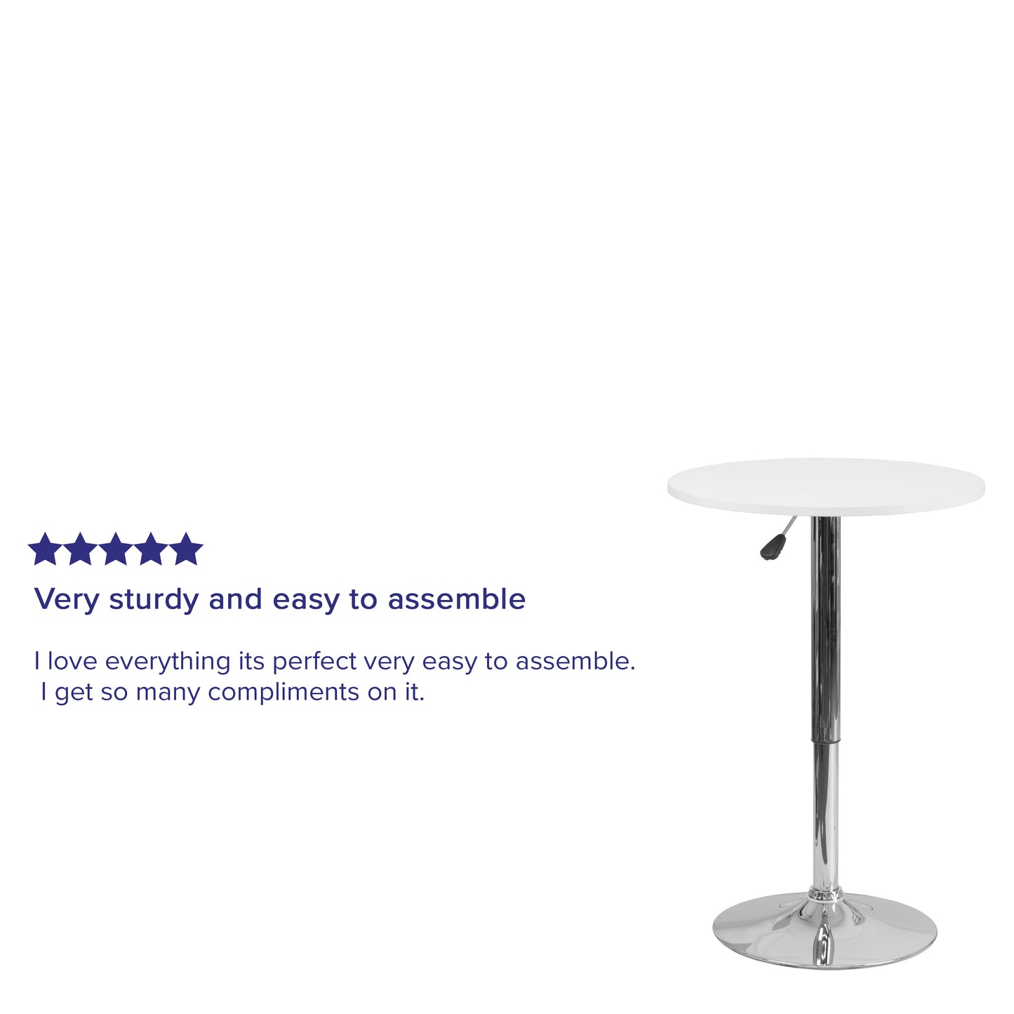 Pearl 23.75'' Round Adjustable Height White Wood Table (Adjustable Range 26.25'' - 35.75'') White