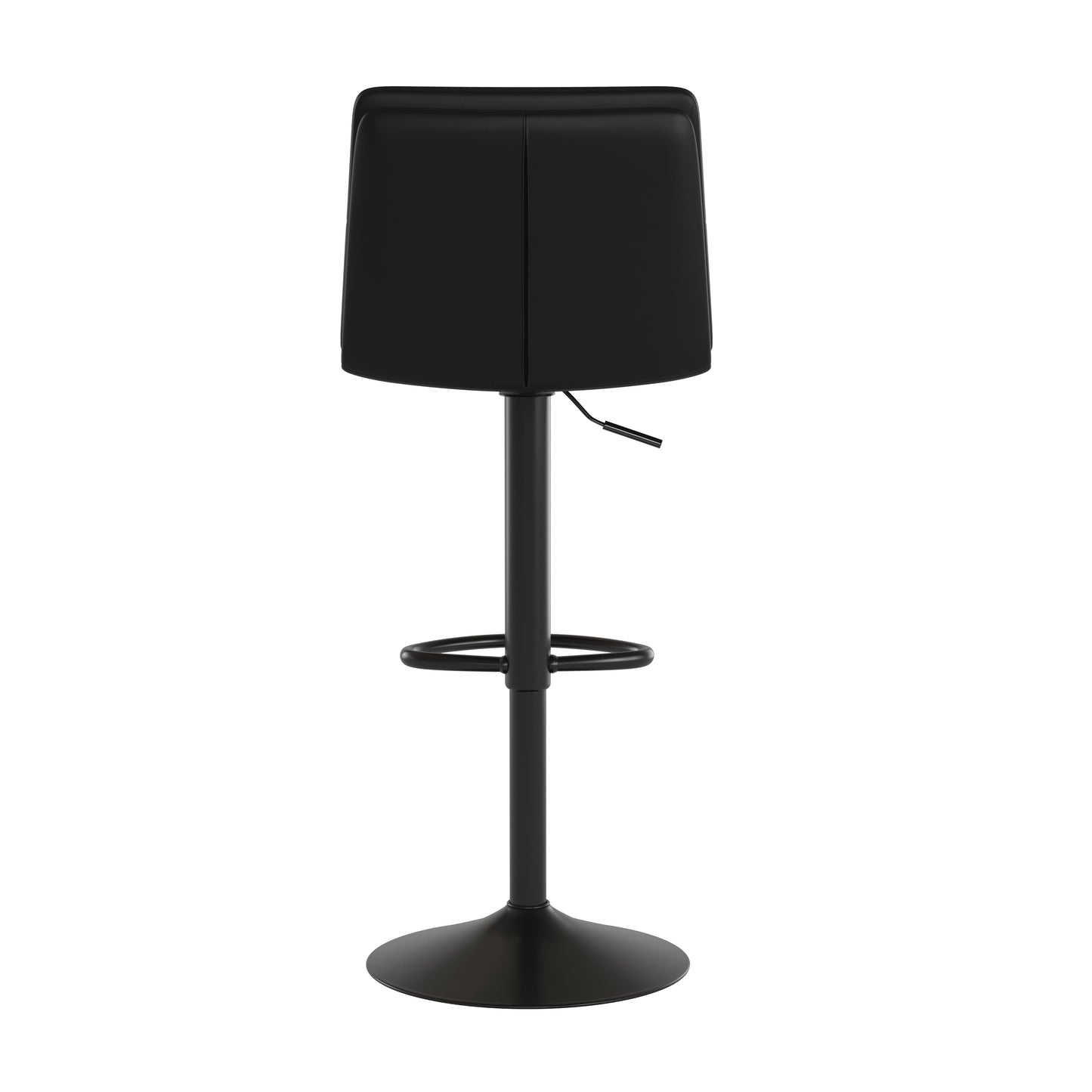Hughes Commercial Grade Modern Mid-Back Adjustable Height LeatherSoft Channel Stitched Barstools, Set of 2, Black Black