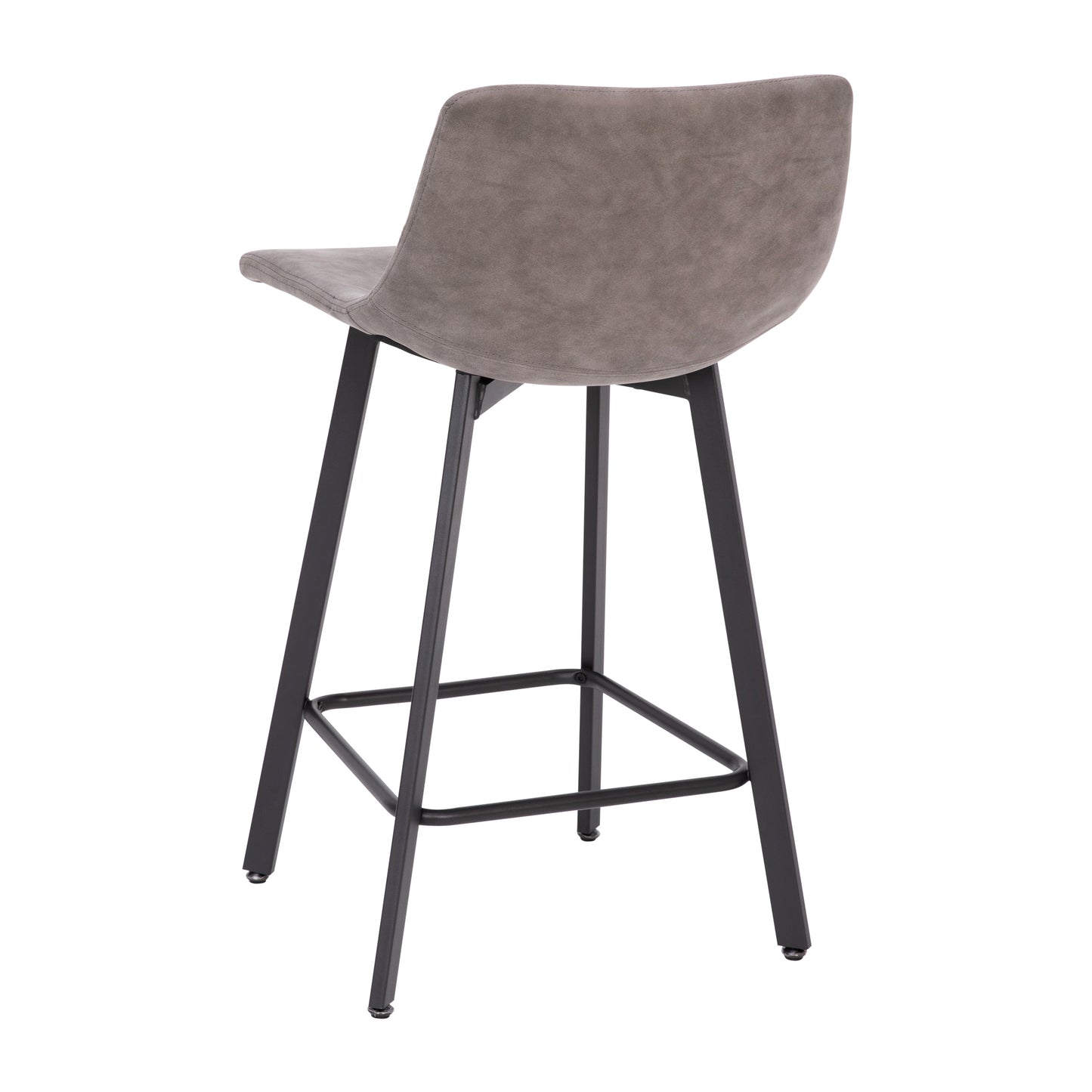 Caleb Modern Armless 24 Inch Counter Height Stools Commercial Grade with Footrests in Gray LeatherSoft and Black Matte Metal Frames, Set of 2 Gray LeatherSoft