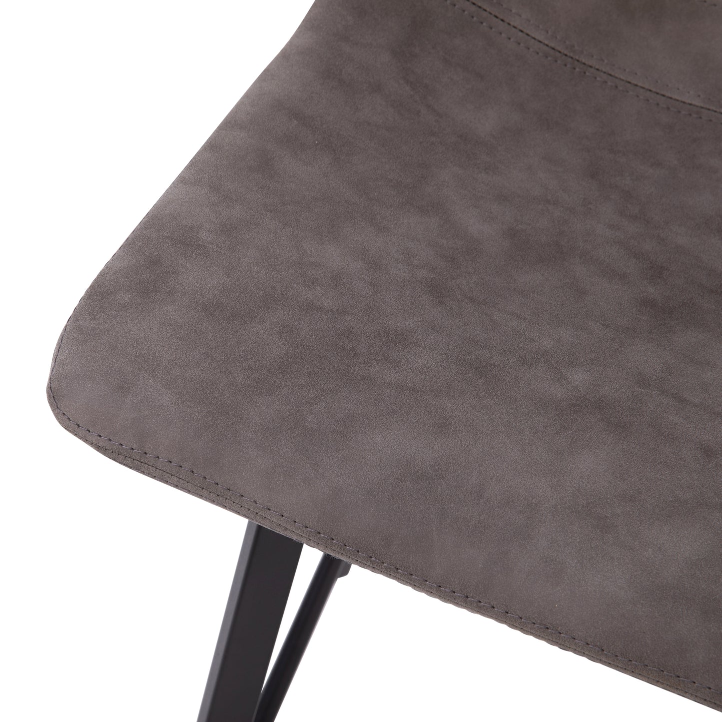 Caleb Modern Armless 24 Inch Counter Height Stools Commercial Grade with Footrests in Gray LeatherSoft and Black Matte Metal Frames, Set of 2 Gray LeatherSoft