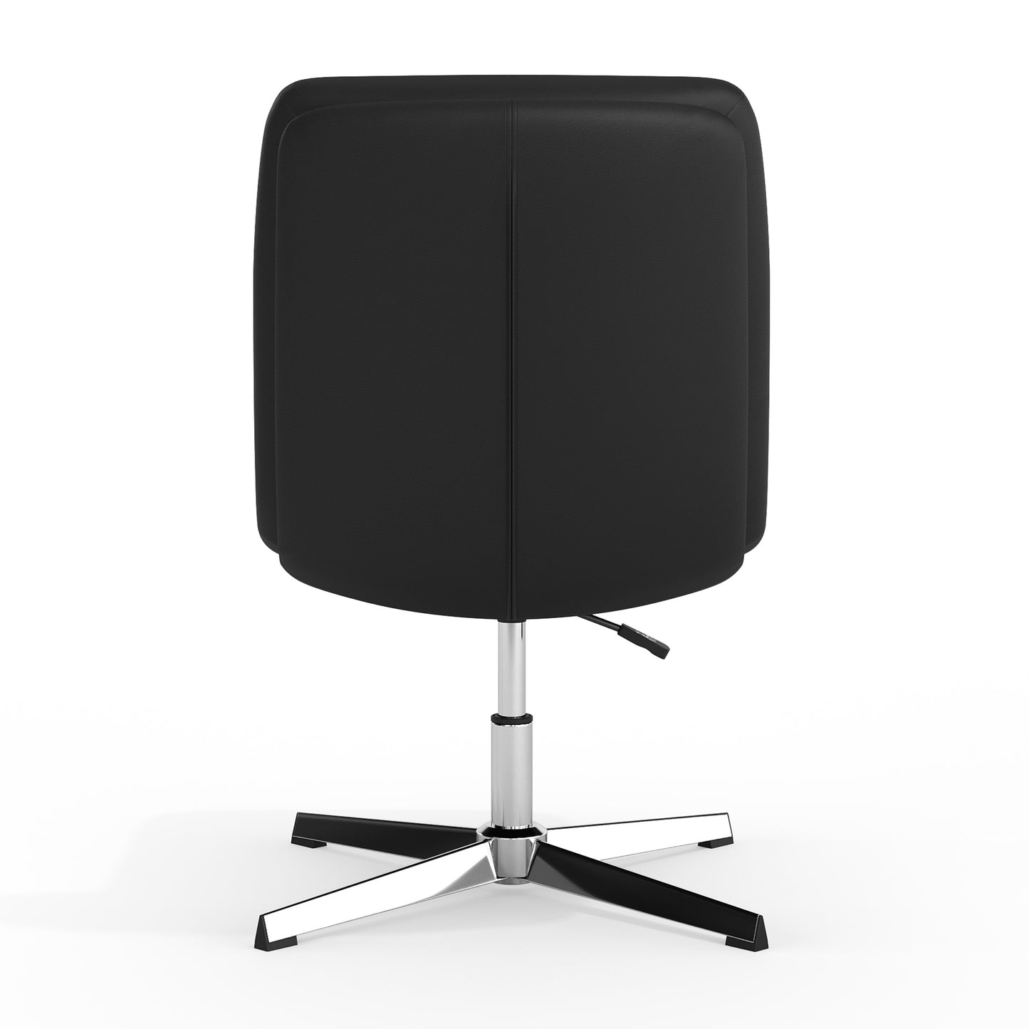 Chloe Commercial Mid-Back Black Padded LeatherSoft Armless Stationary Task Office Chair with Adjustable Height, Swivel Function, and Chrome Frame Black LeatherSoft/Chrome Frame