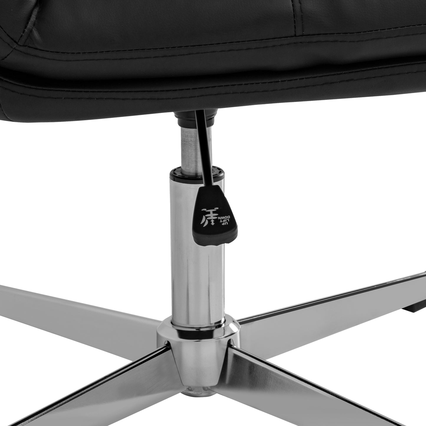 Chloe Commercial Mid-Back Black Padded LeatherSoft Armless Stationary Task Office Chair with Adjustable Height, Swivel Function, and Chrome Frame Black LeatherSoft/Chrome Frame
