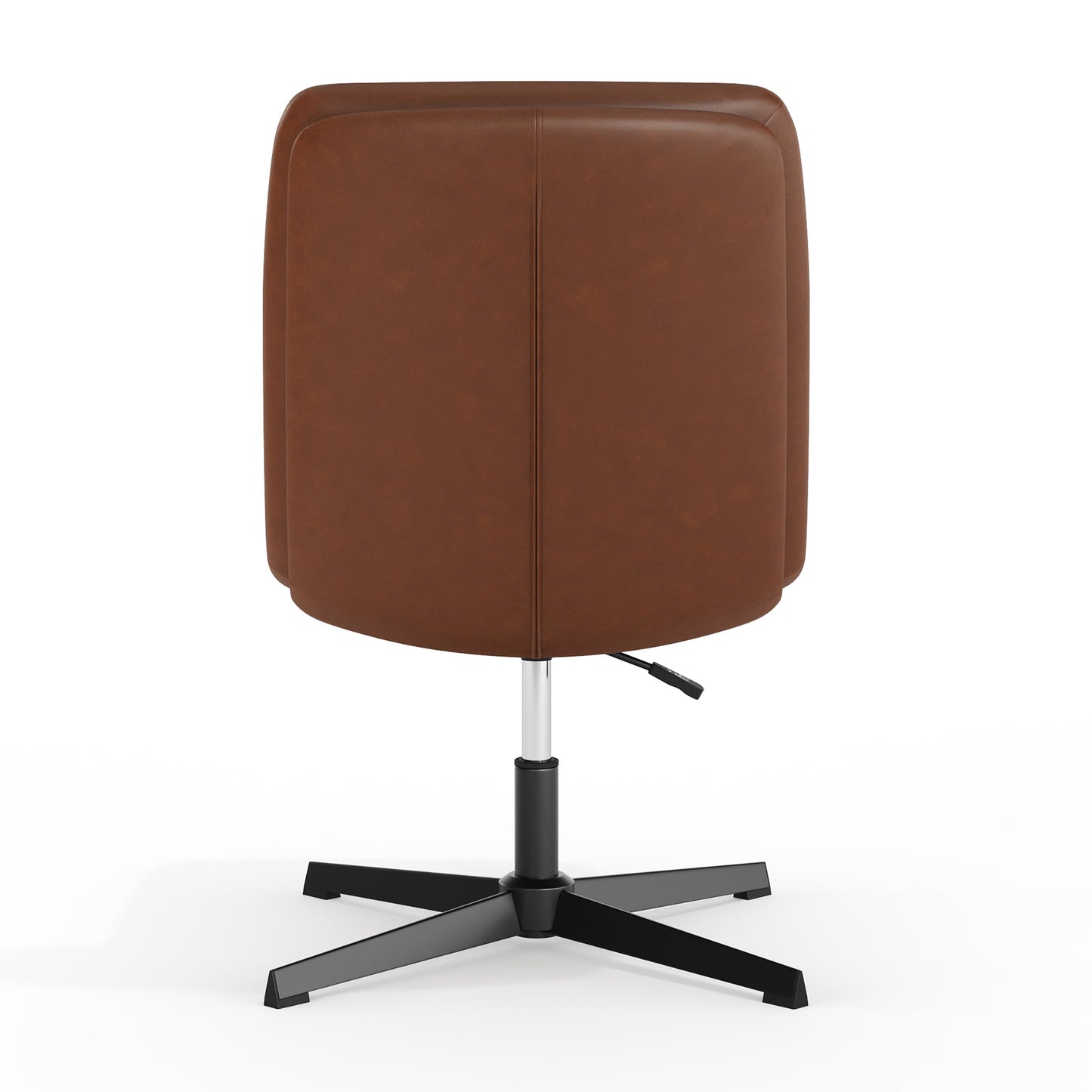 Chloe Commercial Mid-Back Cognac Padded LeatherSoft Armless Stationary Task Office Chair with Adjustable Height, Swivel Function, and Black Frame Cognac LeatherSoft/Black Frame