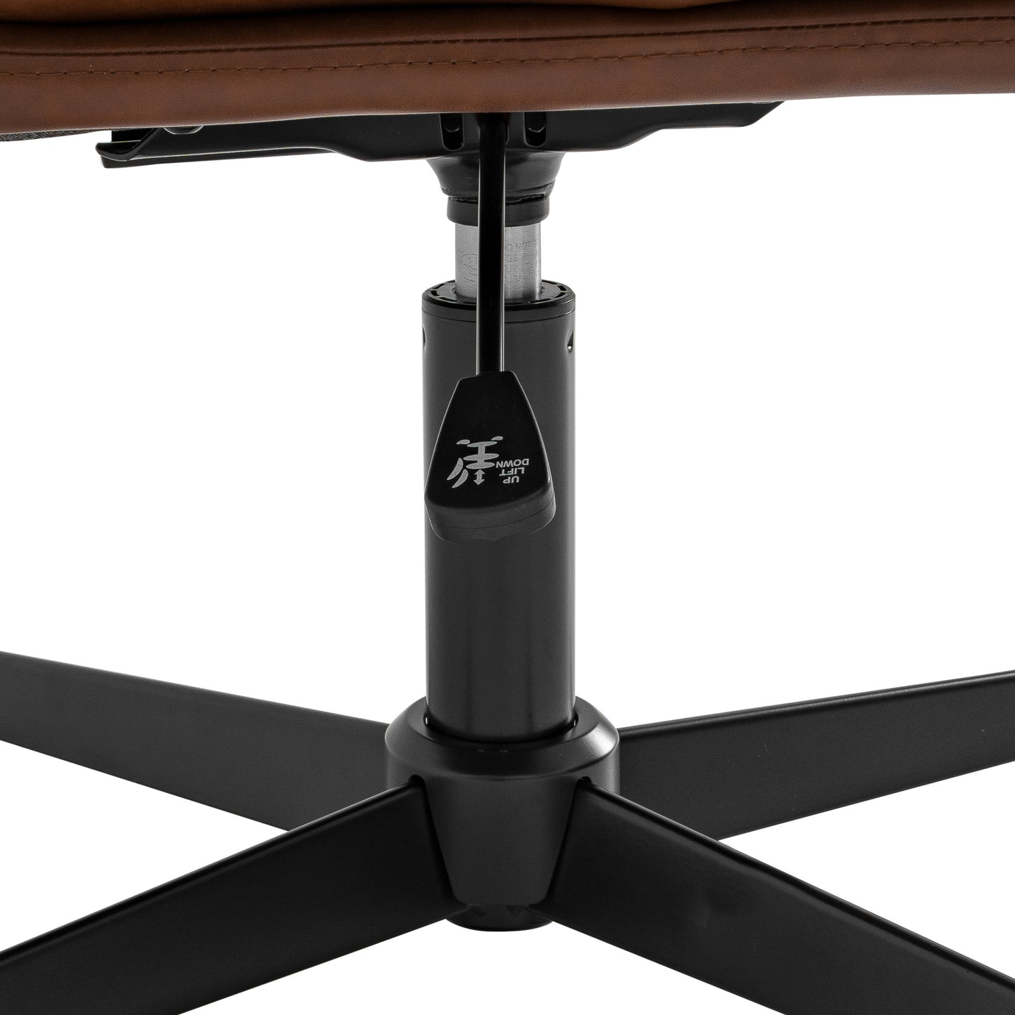 Chloe Commercial Mid-Back Cognac Padded LeatherSoft Armless Stationary Task Office Chair with Adjustable Height, Swivel Function, and Black Frame Cognac LeatherSoft/Black Frame