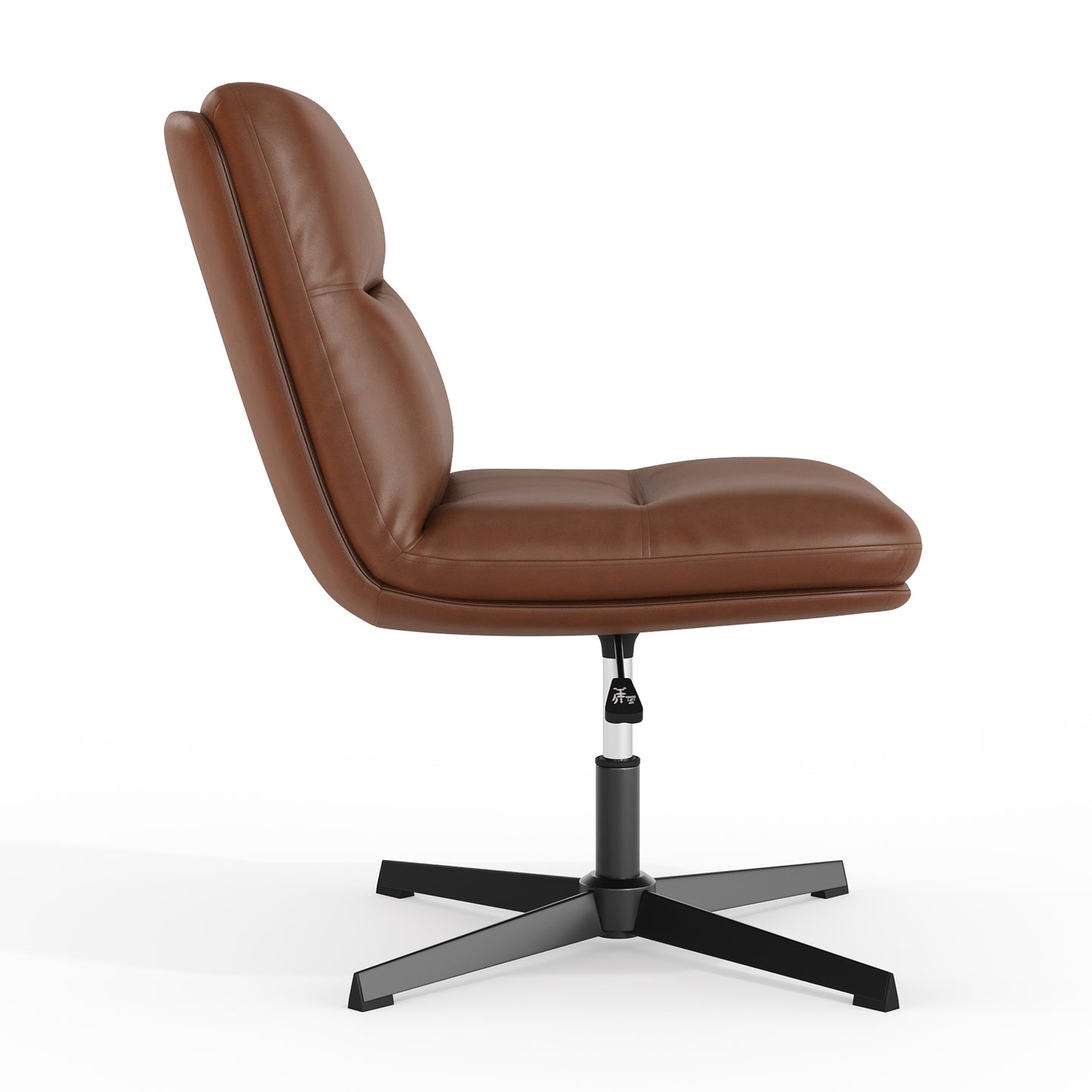 Chloe Commercial Mid-Back Cognac Padded LeatherSoft Armless Stationary Task Office Chair with Adjustable Height, Swivel Function, and Black Frame Cognac LeatherSoft/Black Frame