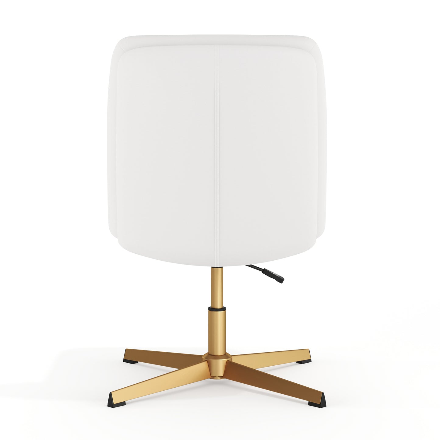 Chloe Commercial Mid-Back White Padded LeatherSoft Armless Stationary Task Office Chair with Adjustable Height, Swivel Function, and Gold Frame White LeatherSoft/Gold Frame