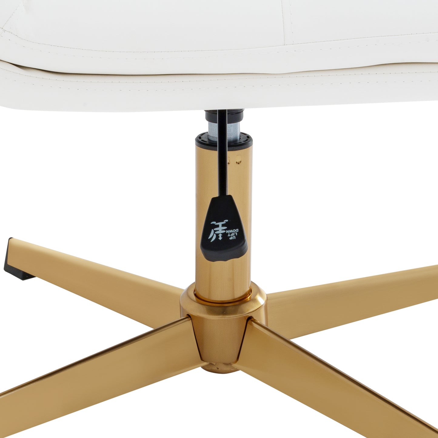 Chloe Commercial Mid-Back White Padded LeatherSoft Armless Stationary Task Office Chair with Adjustable Height, Swivel Function, and Gold Frame White LeatherSoft/Gold Frame