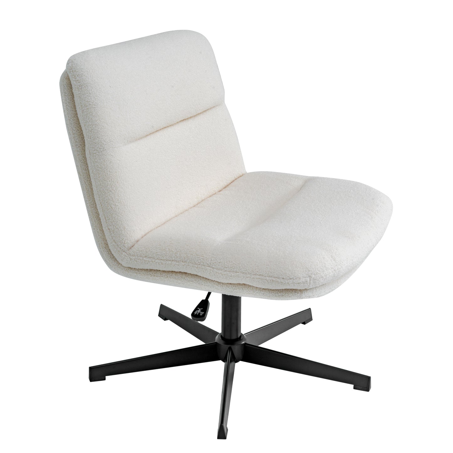 Chloe Commercial Wide Mid-Back Cream Padded Faux Shearling Armless Stationary Task Office Chair with Adjustable Height, Swivel Function, Black Frame Cream Faux Shearling/Black Frame